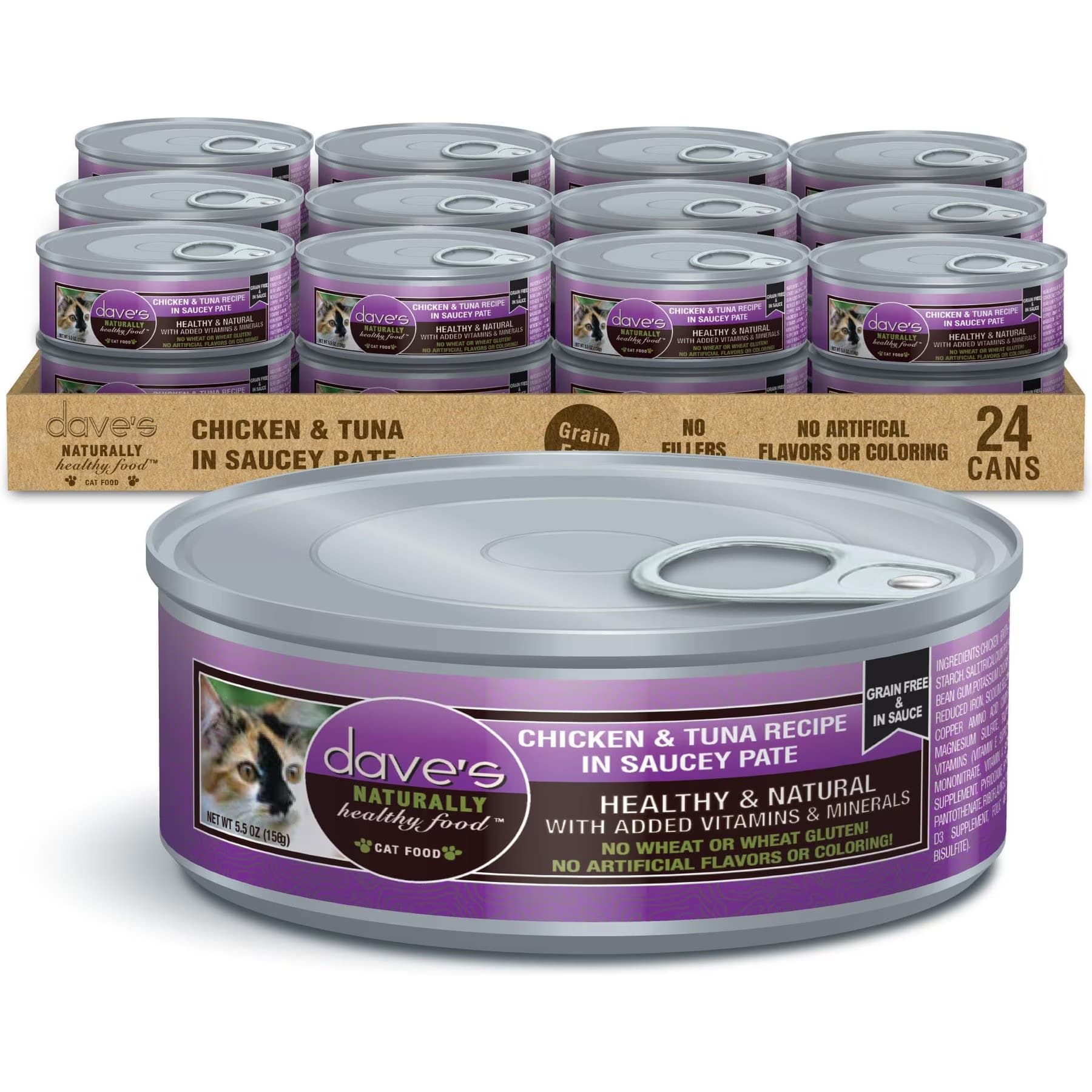 Dave's Pet Food Dave’s Pet Food Saucey Pate Chicken & Tuna Recipe Grain-Free Canned Wet Cat Food