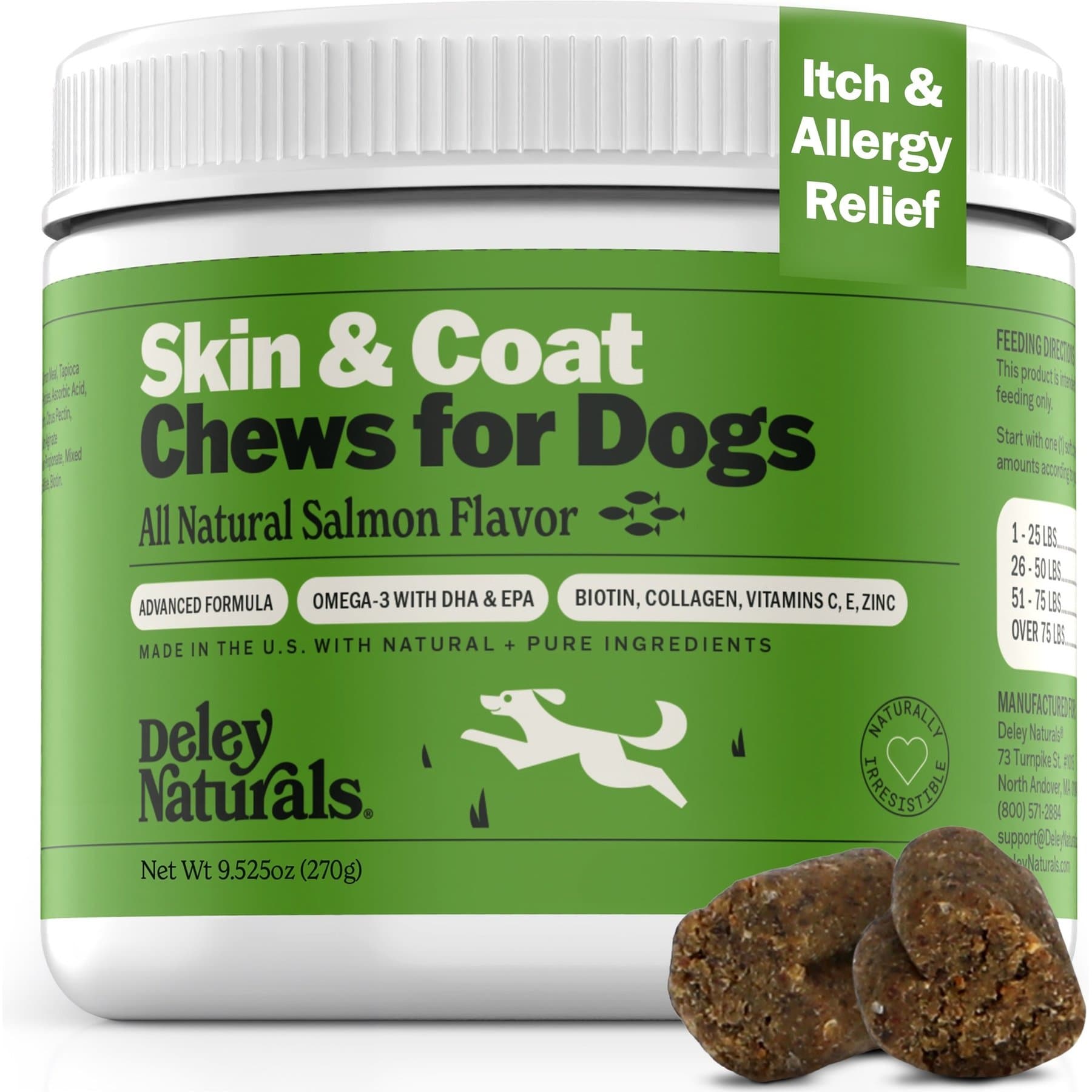 Deley Naturals Deley Naturals Omega Salmon Flavored Skin & Coat Chews Supplement for Dogs