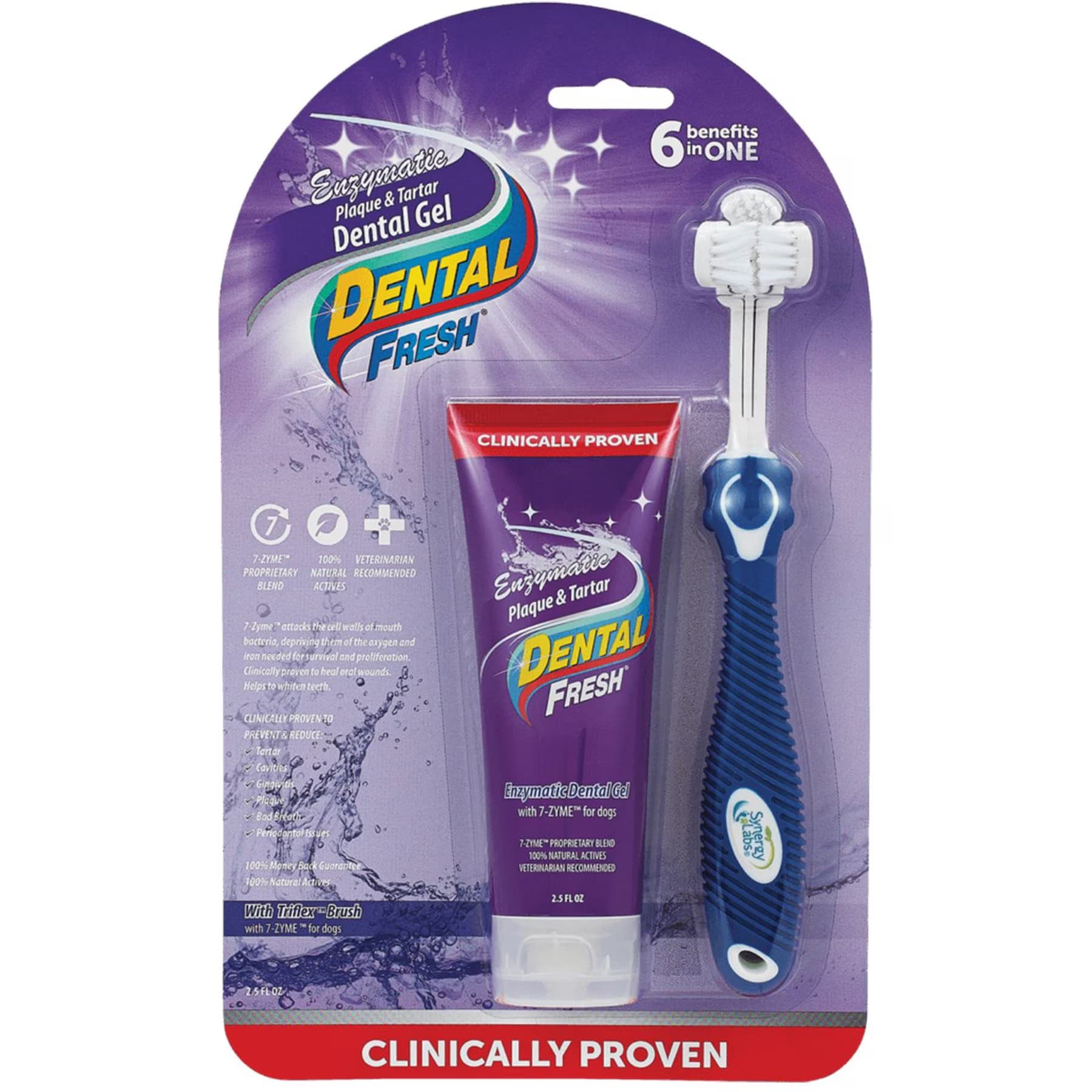 Dental Fresh Dental Fresh Enzymatic Gel Triflex Dog Toothbrush Kit, 2.5-fl oz