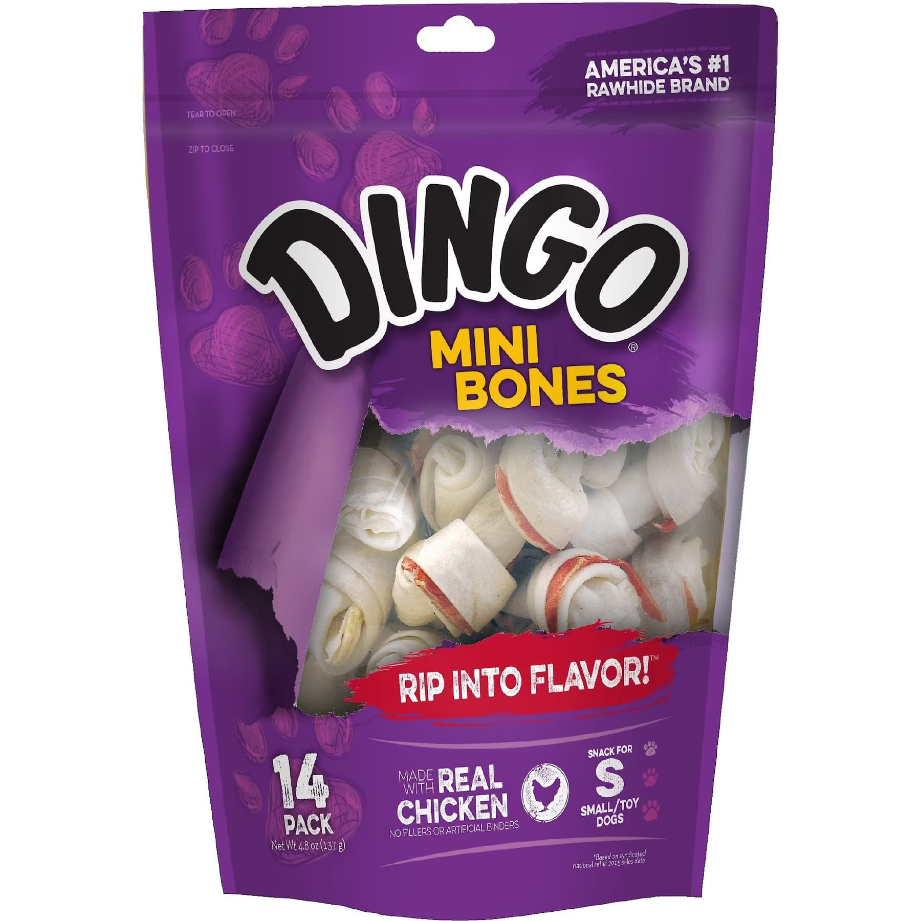 Dingo Mini Bones Chicken Flavor Dog Treat, Small — view 2