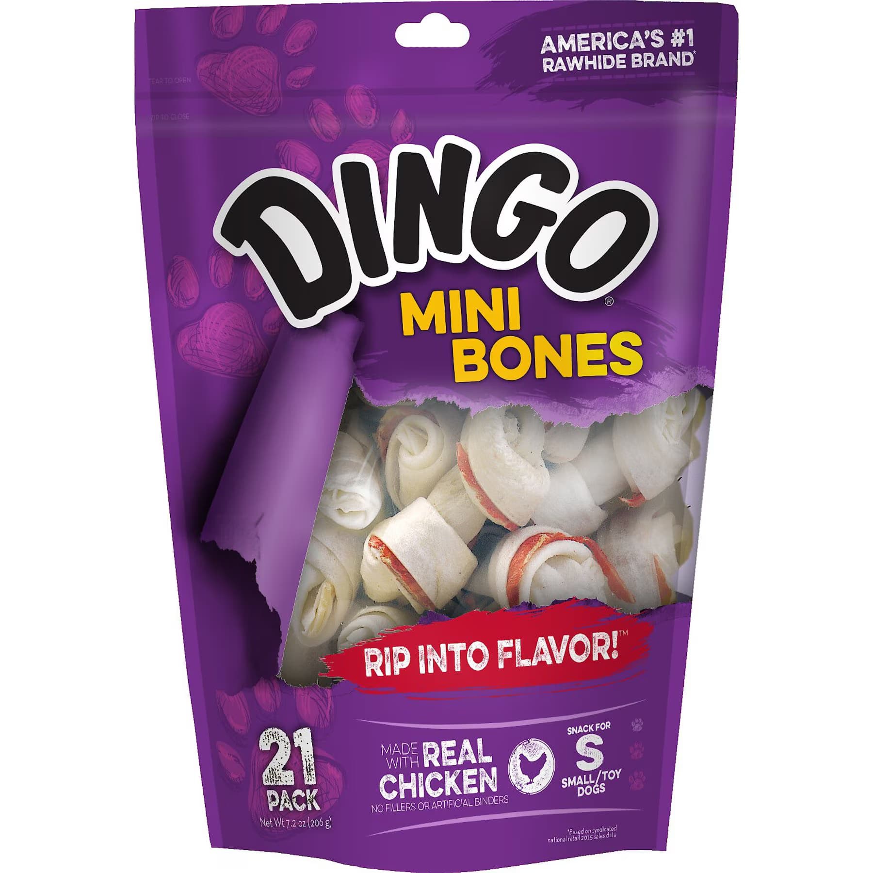 Dingo Mini Bones Chicken Flavor Dog Treat, Small — view 3