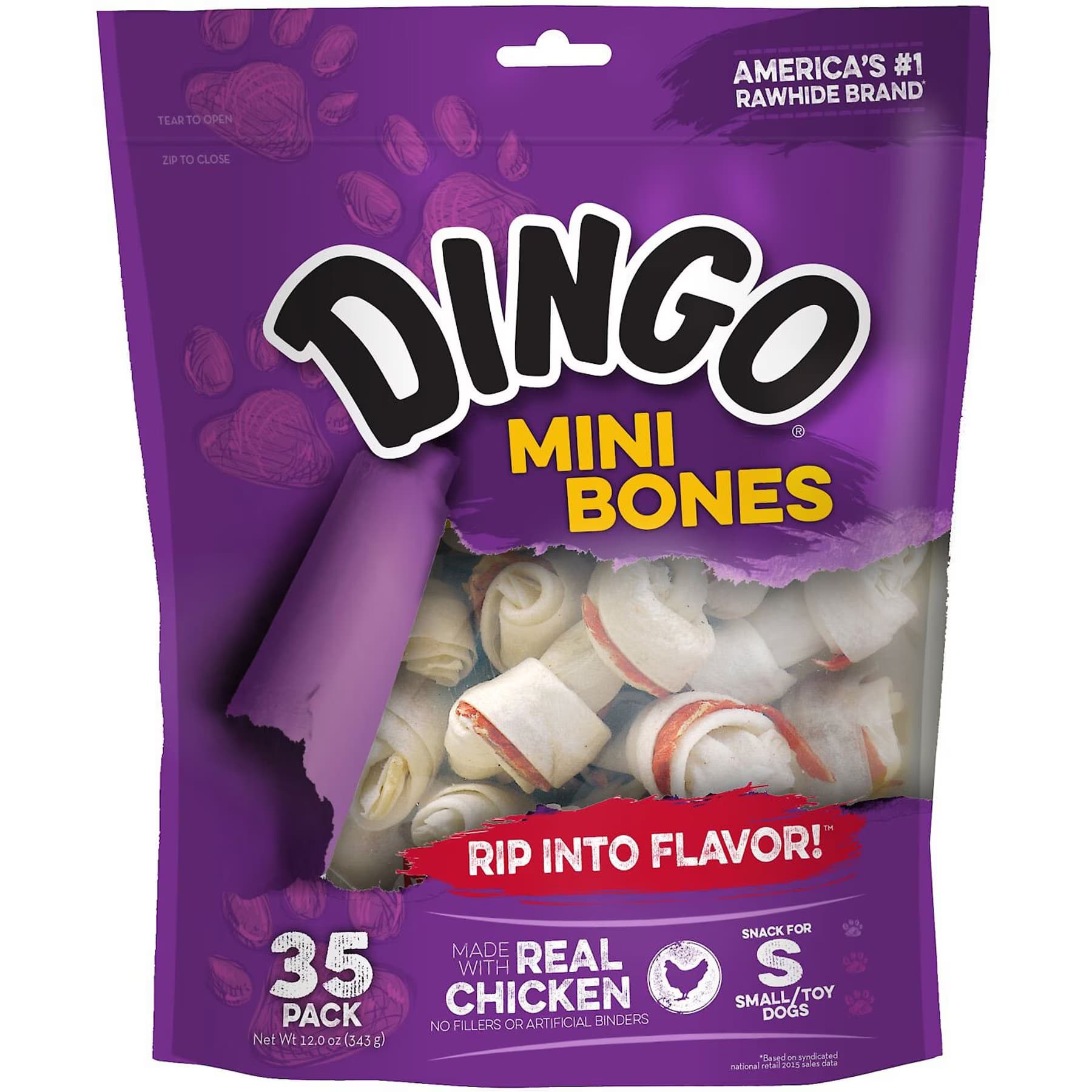 Dingo Mini Bones Chicken Flavor Dog Treat, Small — view 5