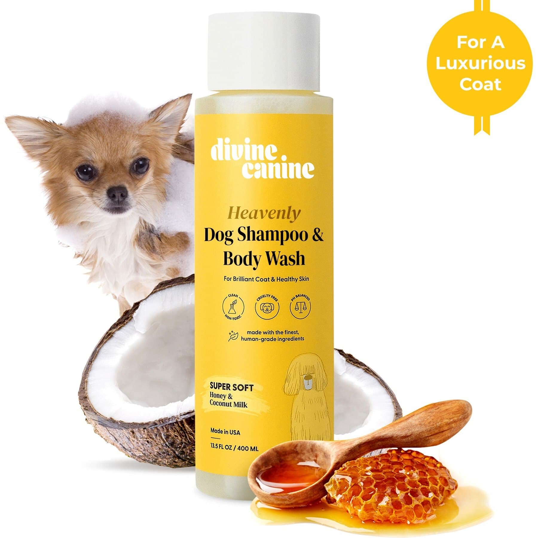 Divine Canine Divine Canine Super Soft Heavenly Honey & Coconut Milk Dog Shampoo, 13.5-fl oz bottle