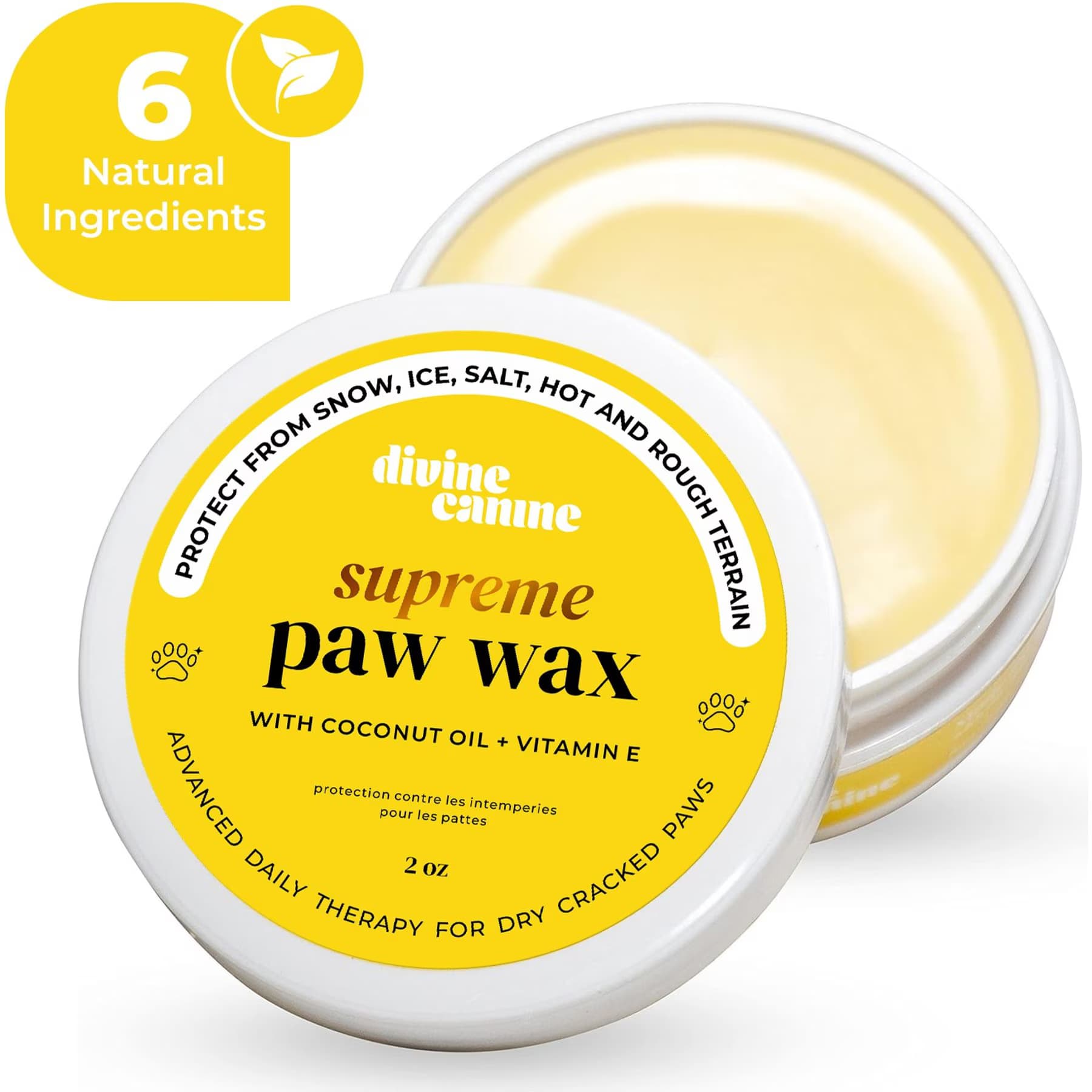 Divine Canine Divine Canine Supreme Paw Wax with Coconut Oil & Vitamin E Dog Paw Cream, 2-oz balm