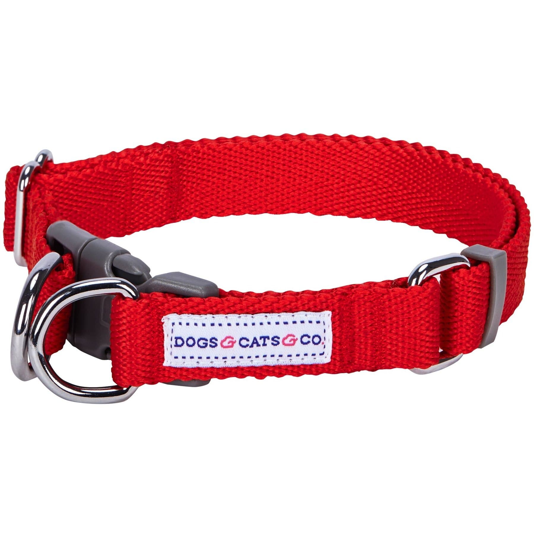 Dogs & Cats & Co. Dogs & Cats & Co. Classic Solid Color Polyester Dog Collar, Fiery Red, Medium: 20-in neck, 3/4-in wide