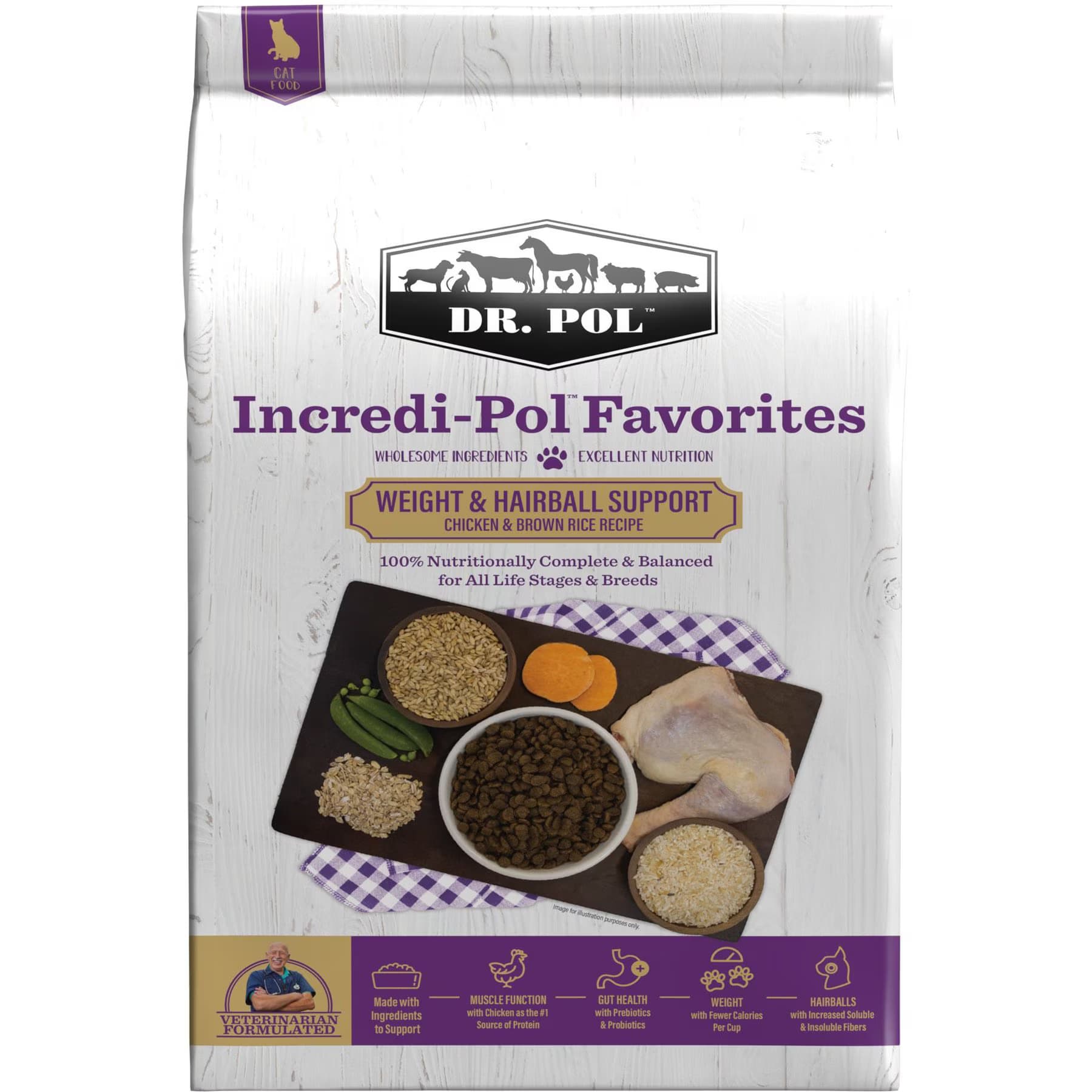 Dr. Pol Dr. Pol Incredi-Pol Favorites Chicken & Brown Rice Weight & Hairball Support Cat Food