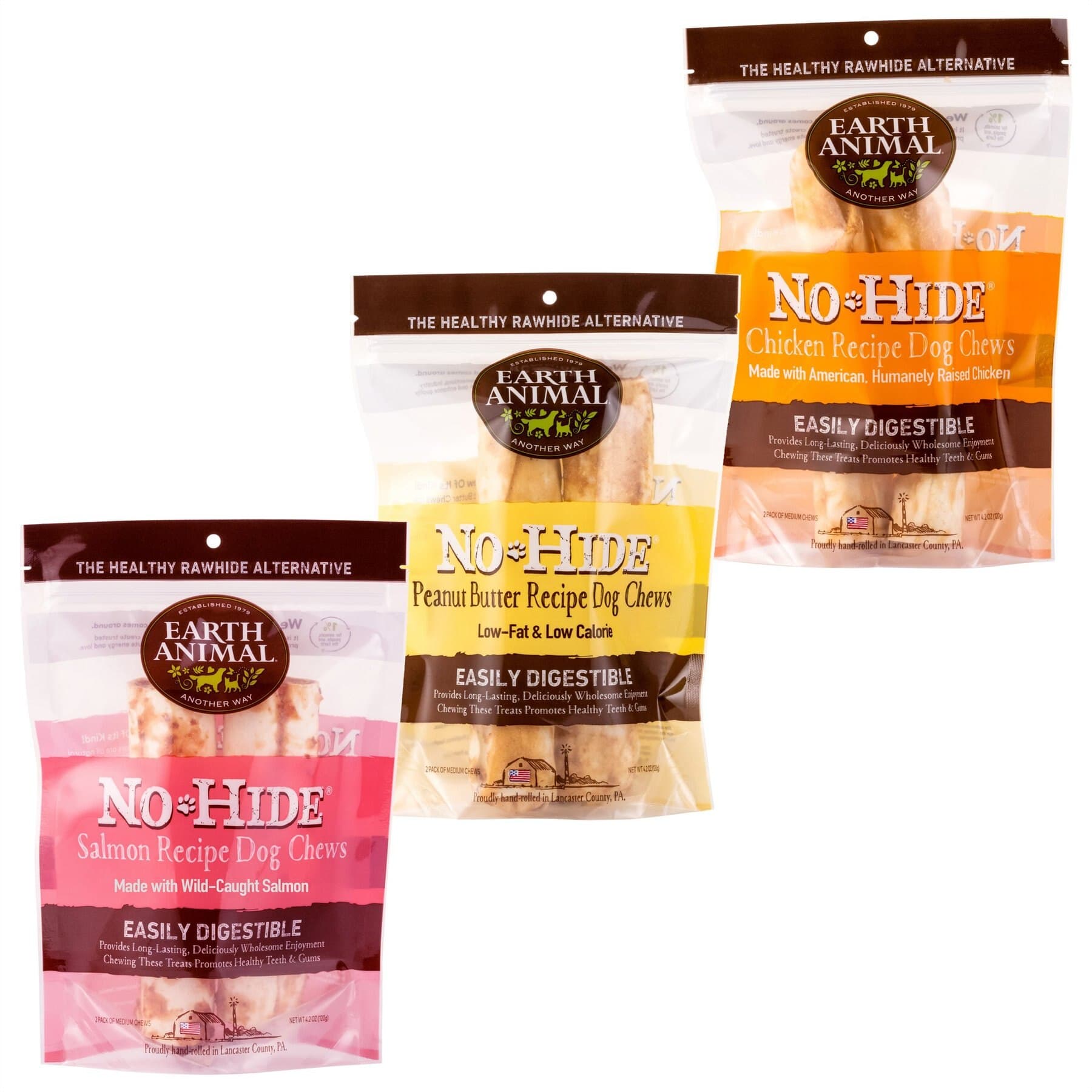 Earth Animal Earth Animal No-Hide Medium Rolls Long Lasting Natural Rawhide Alternative Salmon Recipe