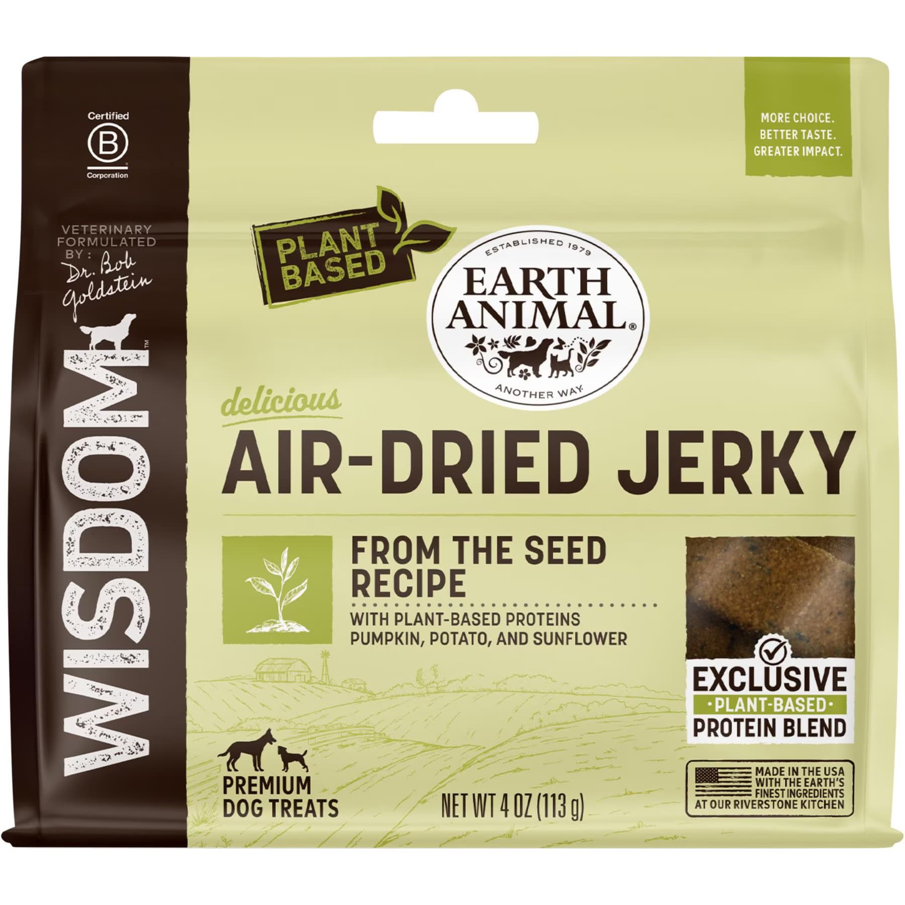 Earth Animal Earth Animal Wisdom Air-Dried From the Seed Recipe Premium Natural Plant-Based Jerky Strips Dog Treats