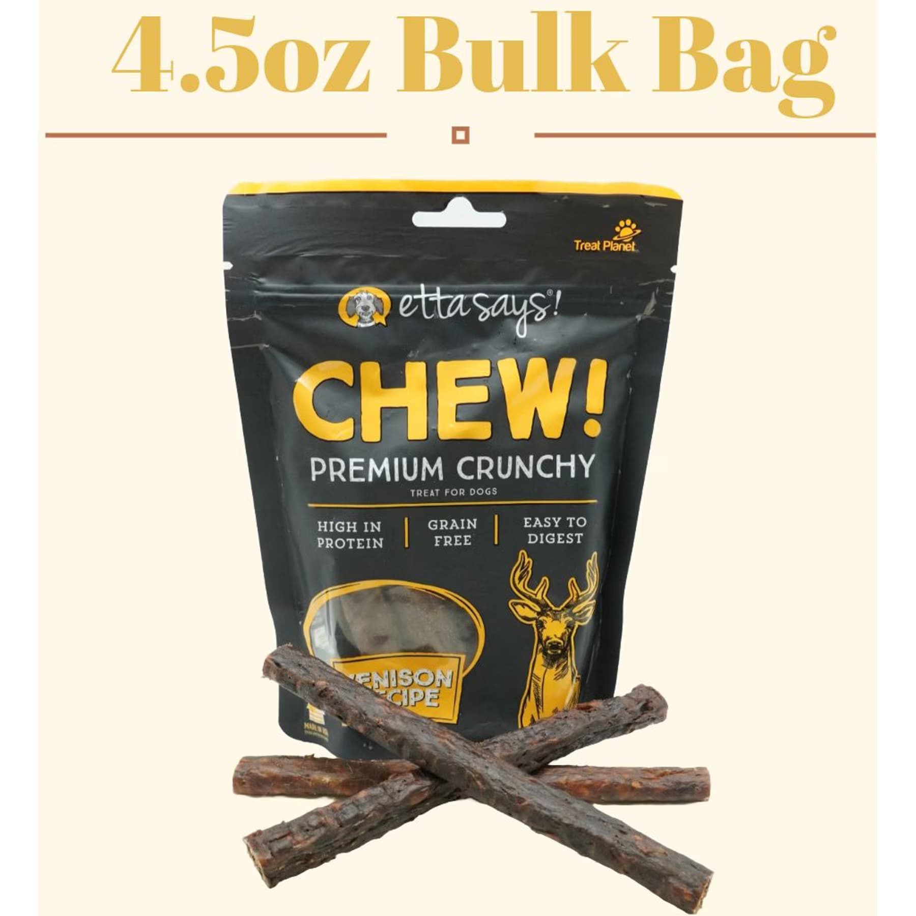 Etta Says! Etta Says! Chew! Premium Crunchy Venison Recipe Grain-Free Dog Treats