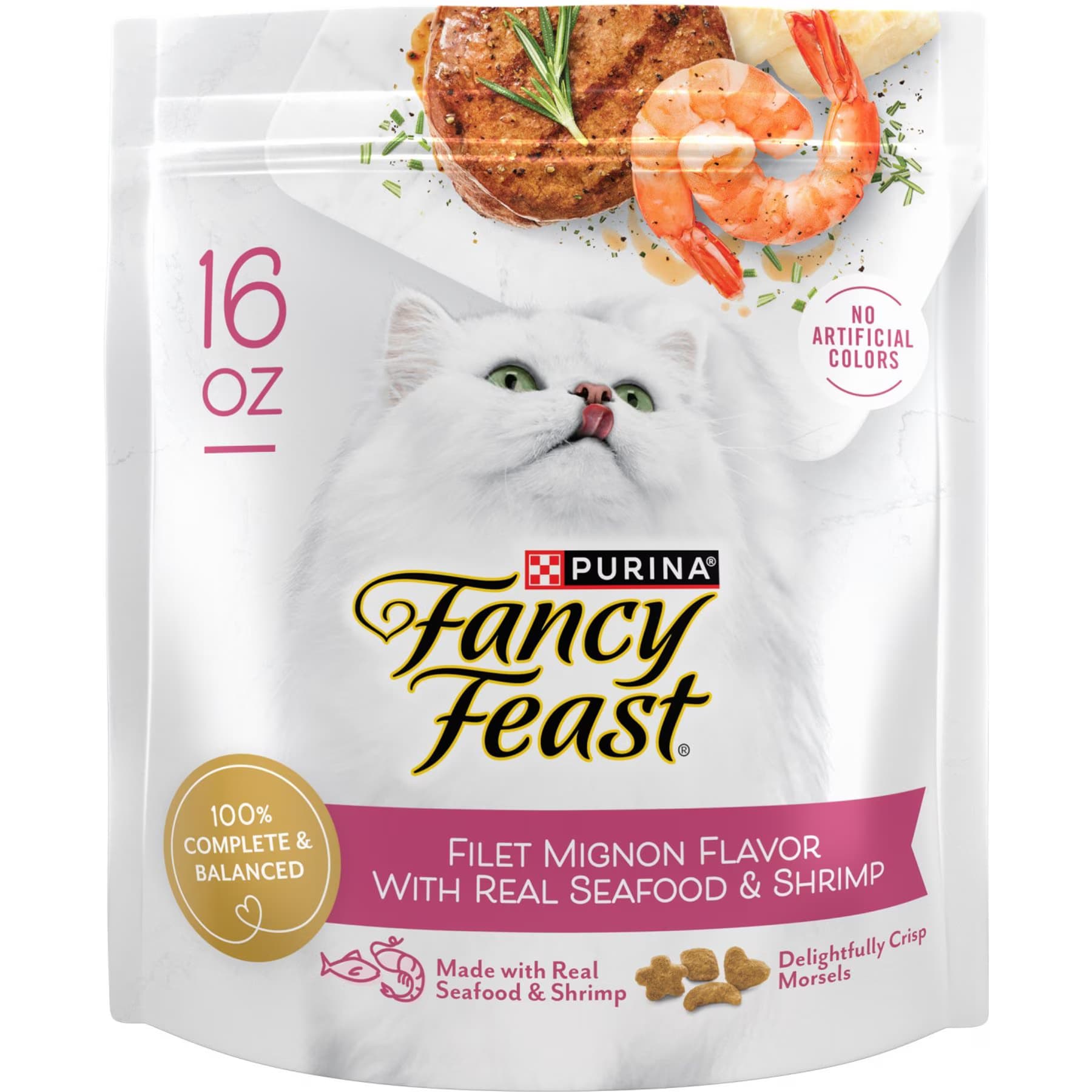 Fancy Feast Gourmet Filet Mignon Flavor with Real Seafood & Shrimp Filet Mignon, Seafood & Shrimp Dry Cat Food, 16-oz — view 3