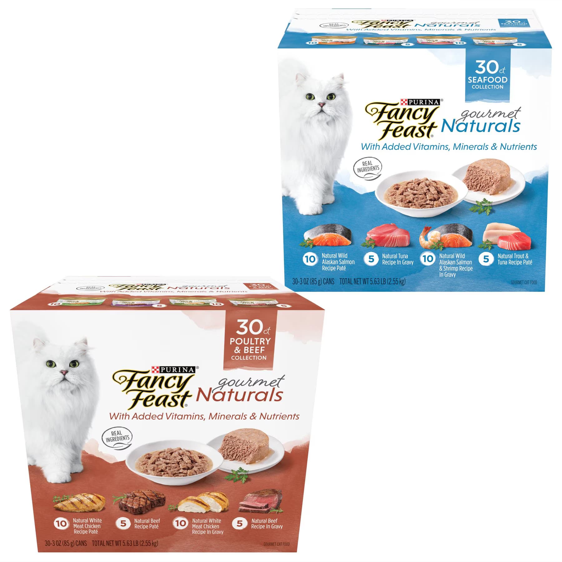 Fancy Feast Fancy Feast Gourmet Naturals Seafood Variety Pack Canned Food + Poultry & Beef Variety Pack Canned Cat Food