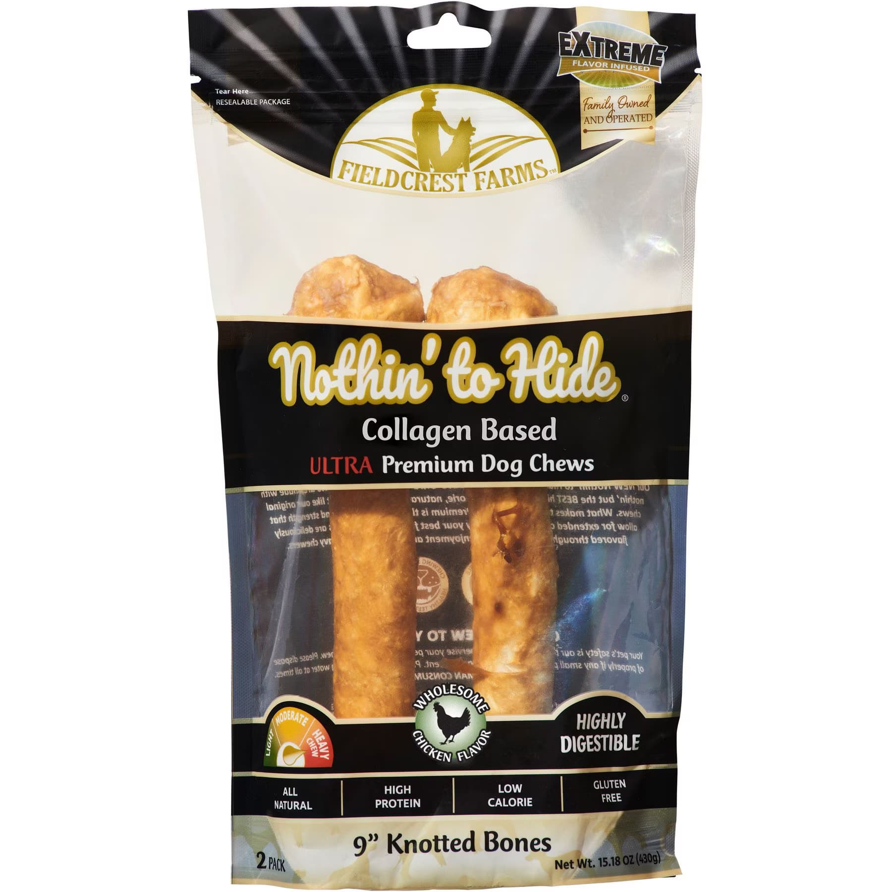 Fieldcrest Farms Fieldcrest Farms Nothin’ To Hide 9-inch Ultra Knotted Bone Chicken Flavor Dog Chews