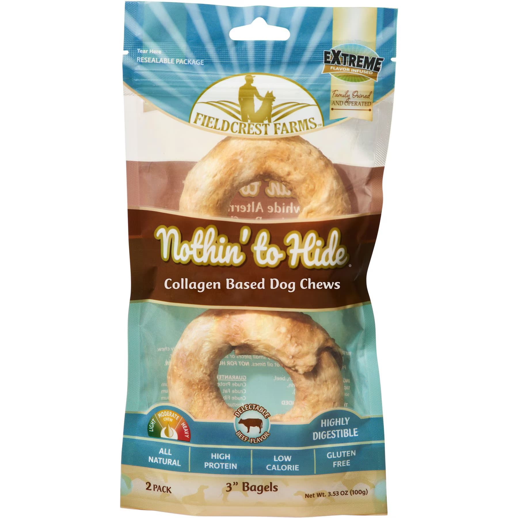 Fieldcrest Farms Fieldcrest Farms Nothin’ To Hide Bagel 3-inch Beef Flavor Dog Chews