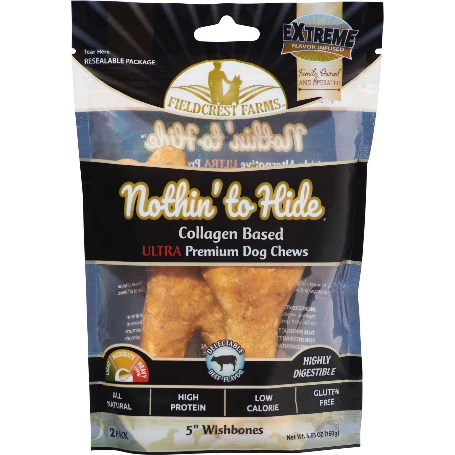 Fieldcrest Farms Fieldcrest Farms Nothin’ To Hide Ultra 5-inch Wishbone Beef Flavor Dog Chews