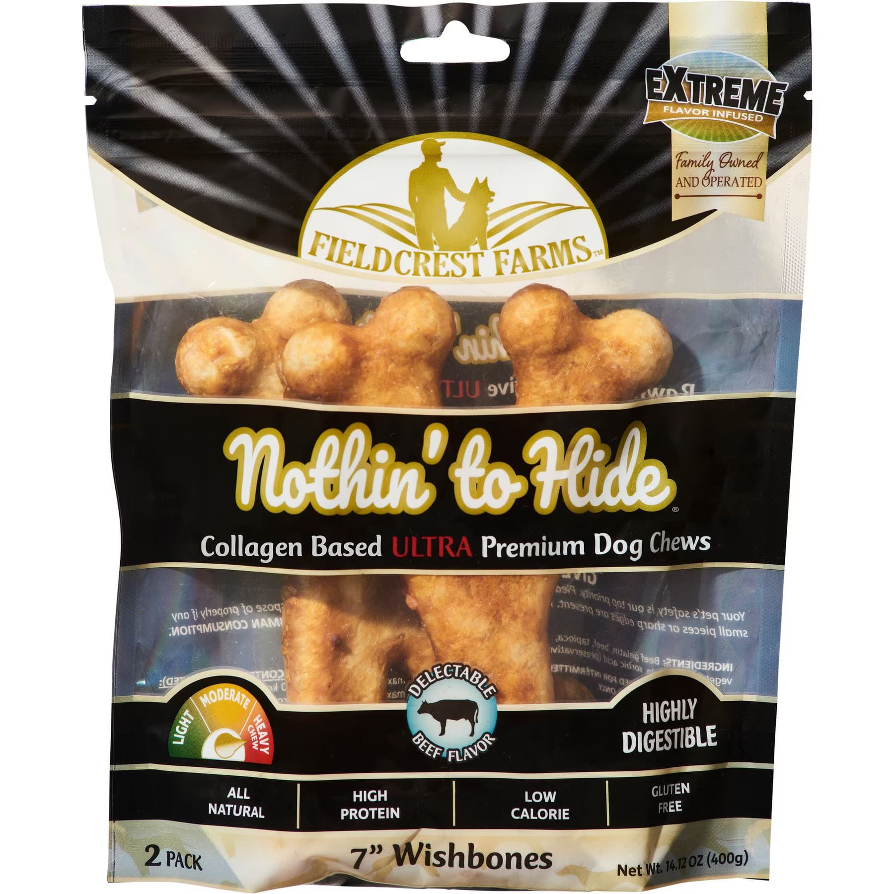Fieldcrest Farms Fieldcrest Farms Nothin’ To Hide Ultra 7-inch Wishbone Beef Flavor Dog Chews