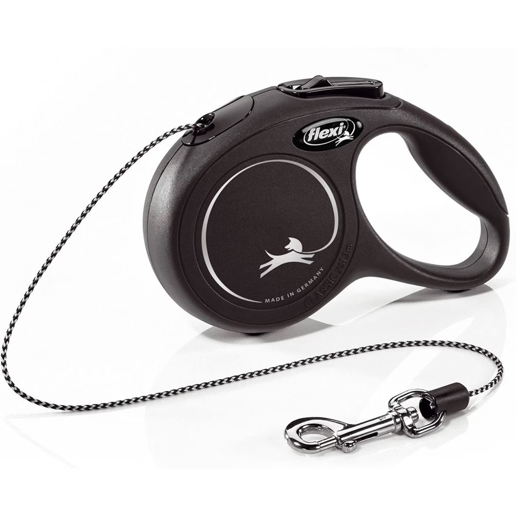 Flexi Flexi Classic Nylon Cord Retractable Dog Leash, Black, X-Small: 10-ft long