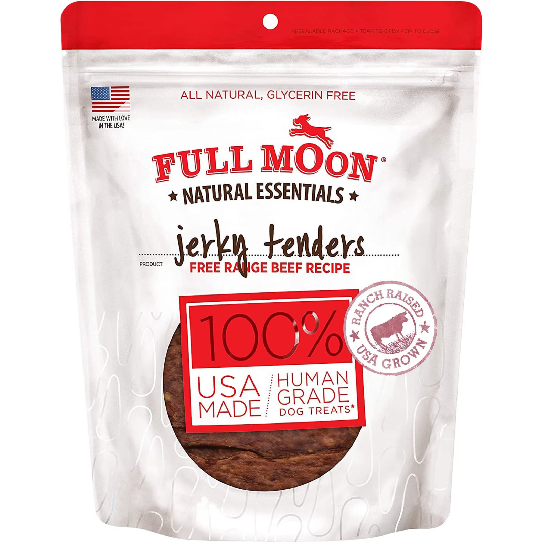 Full Moon Full Moon Natural Essentials Jerky Tenders Beef Recipe Human-Grade Dog Treats