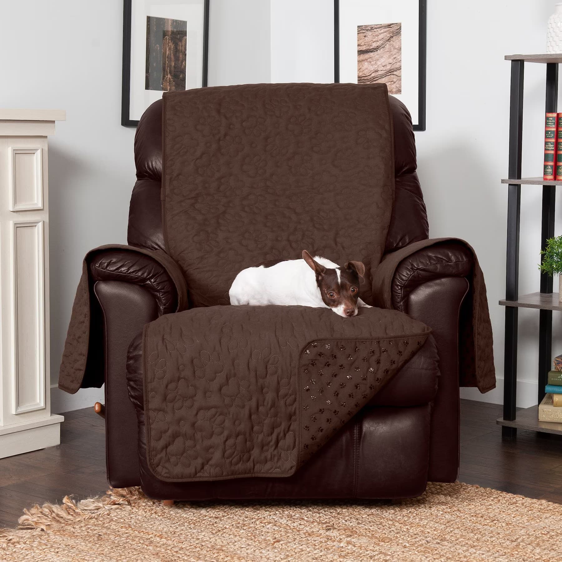 FurHaven FurHaven Waterproof Non-Skid Back Furniture Protector, Dark Brown, X-Large Sofa