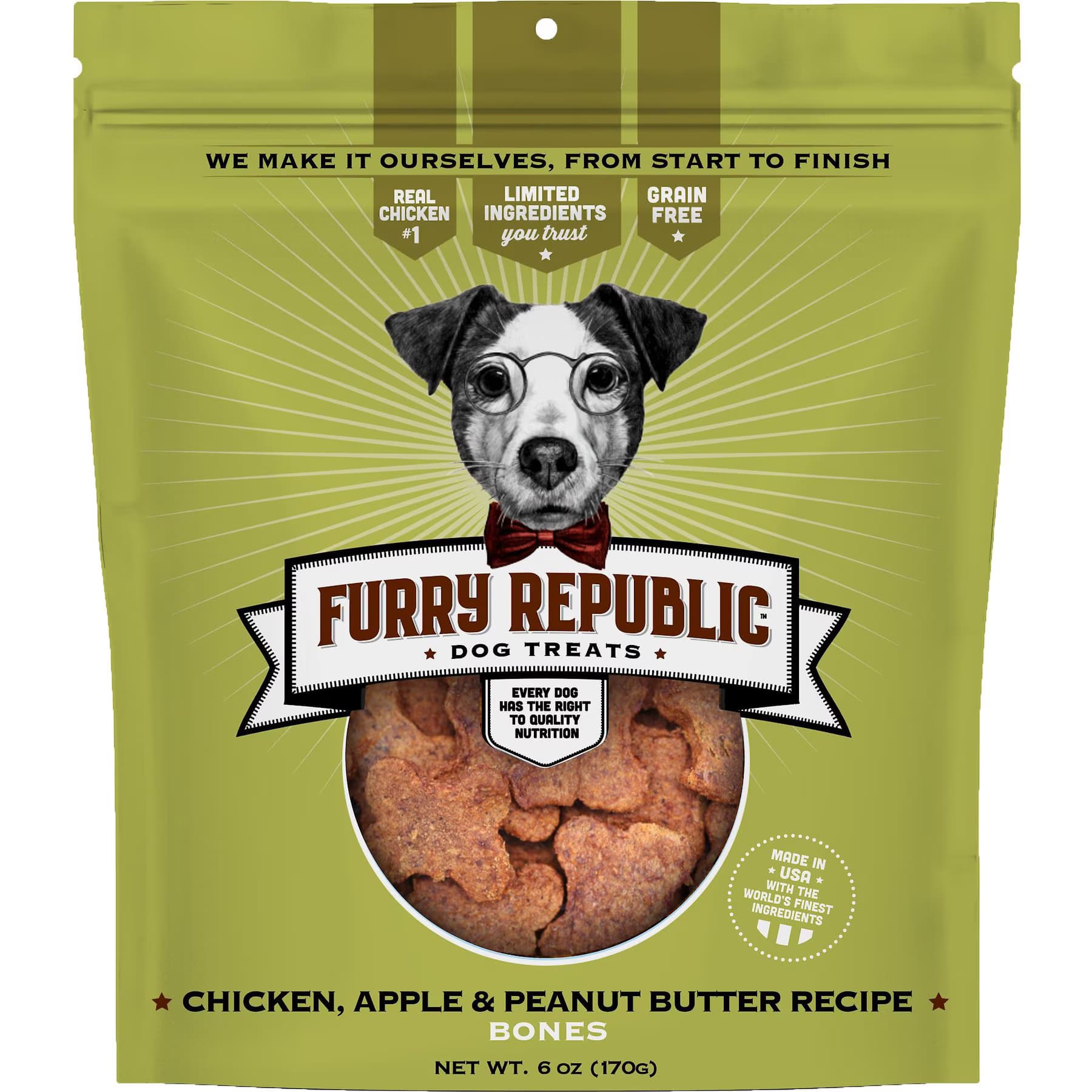 Furry Republic Furry Republic Bones Chicken, Apple & Peanut Butter Recipe Grain-Free Dog Treats