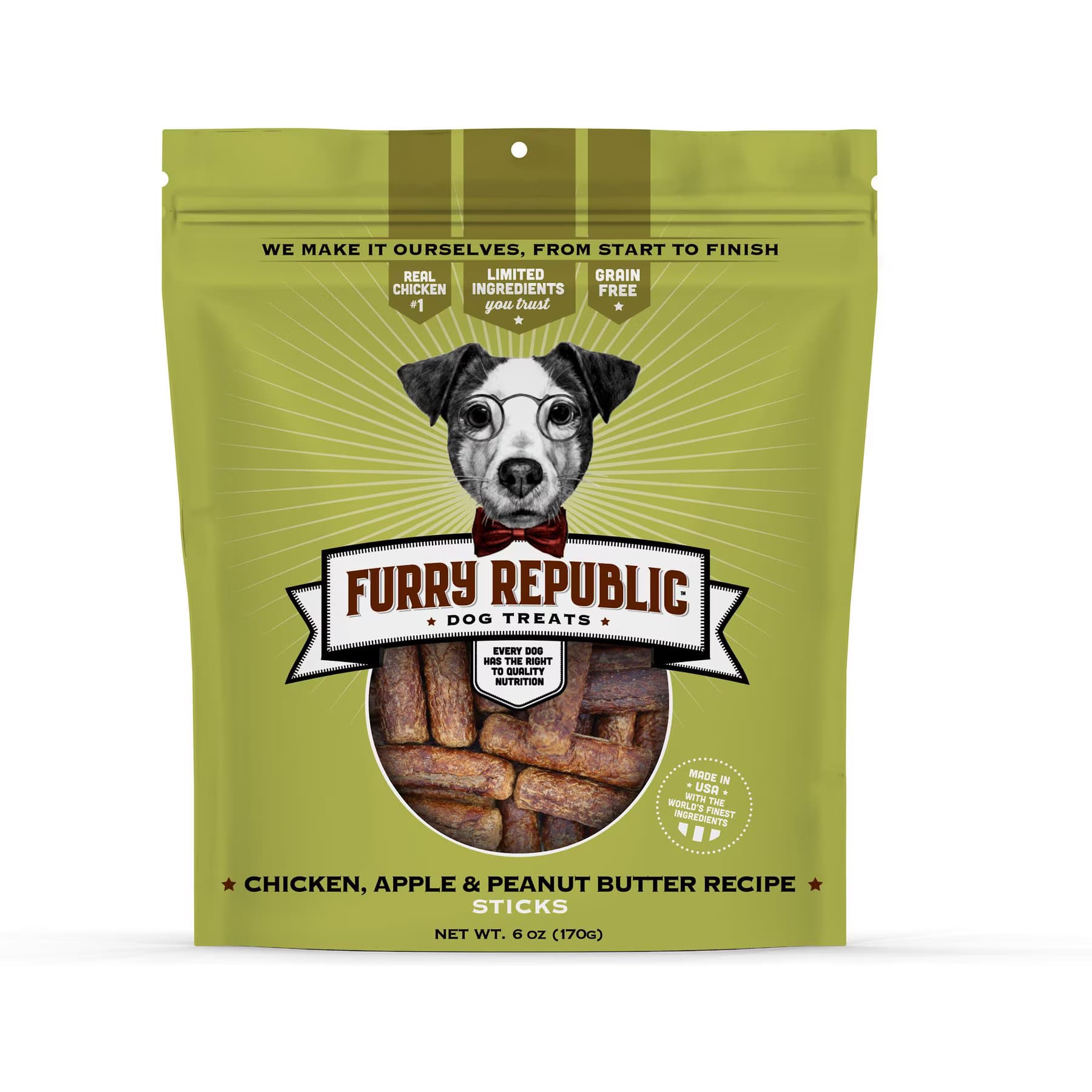 Furry Republic Furry Republic Sticks Chicken, Apple & Peanut Butter Recipe Grain-Free Dog Treats