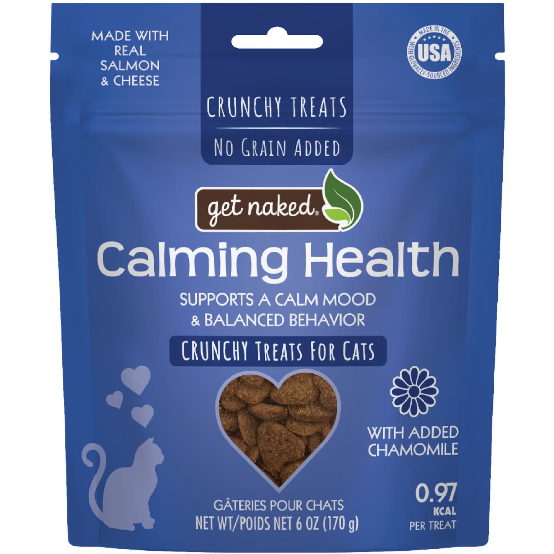 Get Naked Get Naked Calming Health Grain-Free Salmon & Cheese Flavor Crunchy Cat Treats