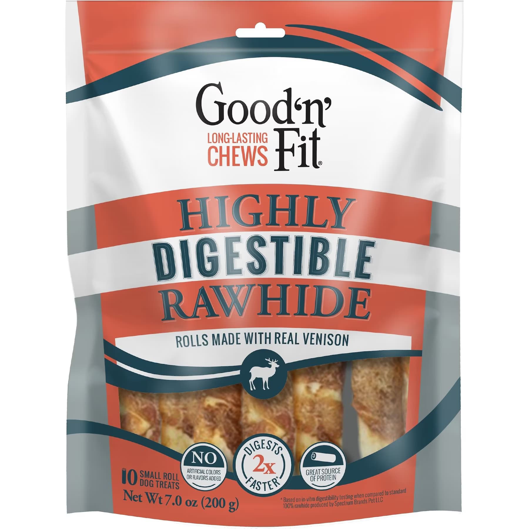 Good 'n' Fun Good ‘n’ Fun Venison Highly Digestible Rawhide Dog Treat Rolls, Small
