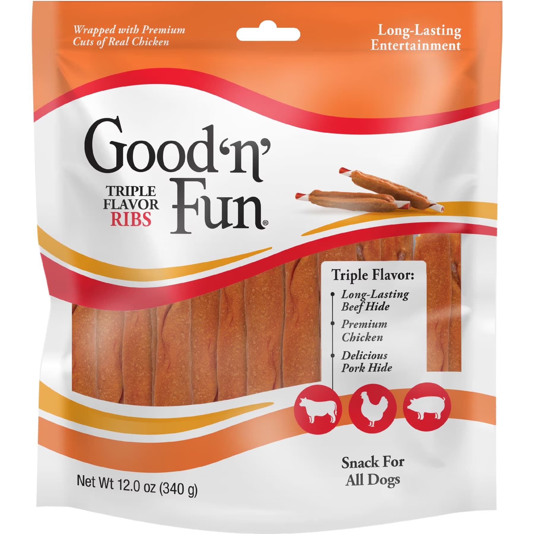 Good 'n' Fun Good ‘n’ Fun Triple Flavor Ribs Beef, Pork & Chicken Sticks Dog Chews