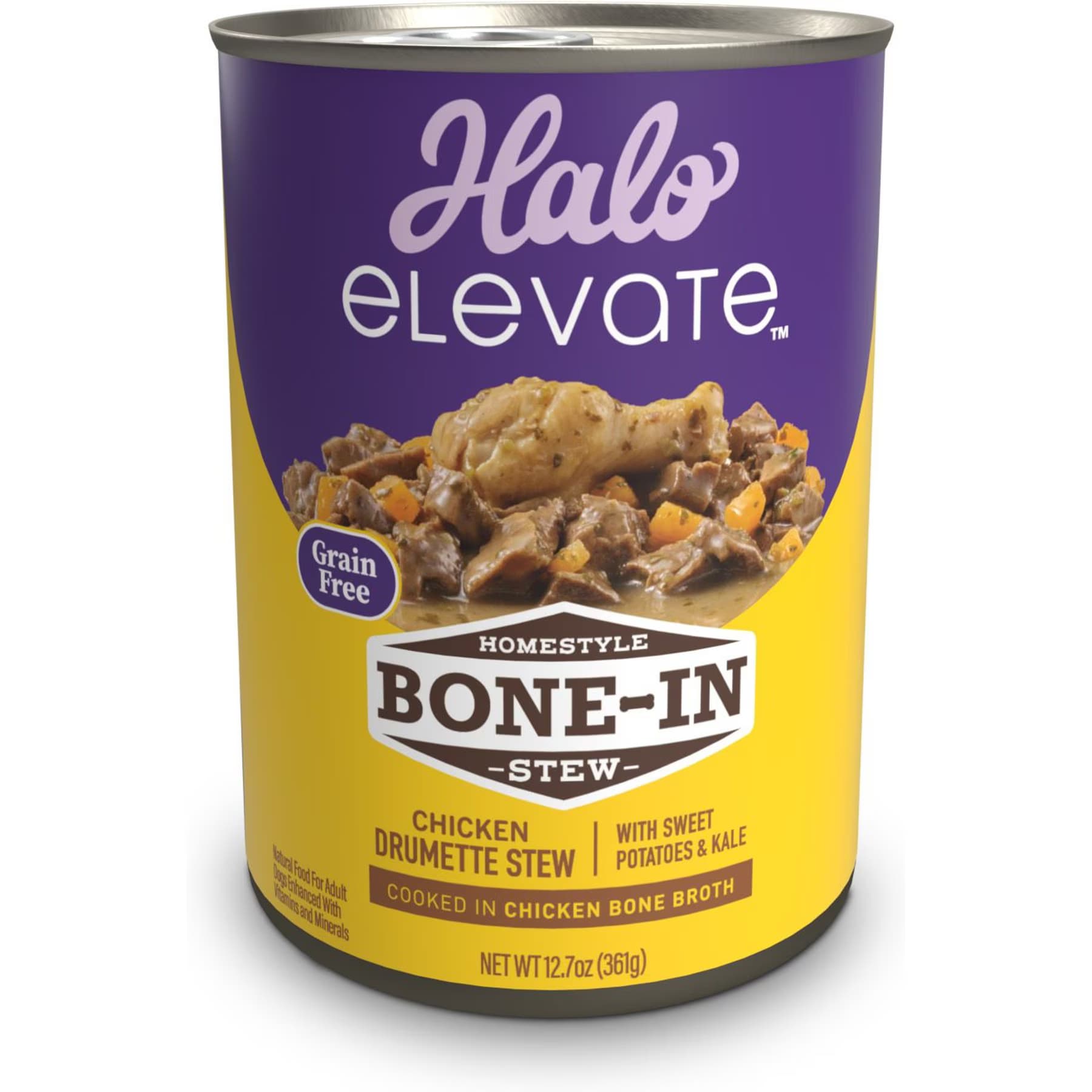 Halo Halo Elevate Homestyle Bone-In Chicken Stew with Sweet Potatoes & Kale Grain-Free Wet Dog Food
