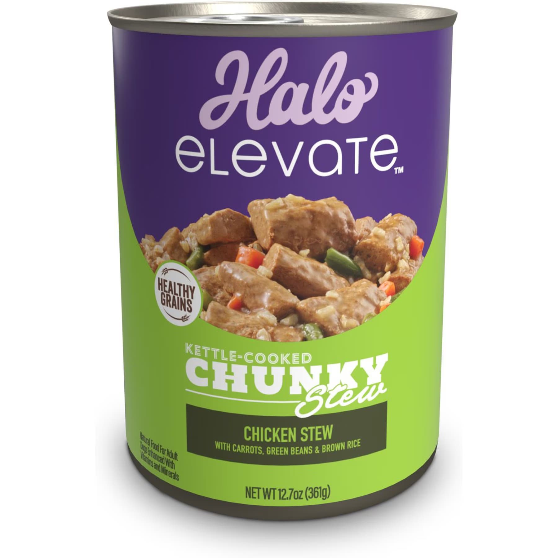 Halo Halo Elevate Kettle Cooked Chunky Healthy Grains Chicken Stew with Carrots, Green Beans & Brown Rice Chicken with Carrots, Green Beans Wet Dog Food