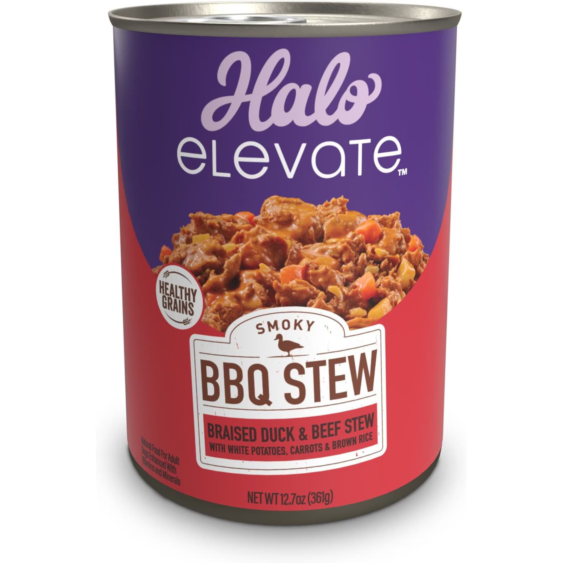 Halo Halo Elevate Smoky BBQ Braised Duck & Beef Stew with White Potatoes, Carrots & Brown Rice Wet Dog Food