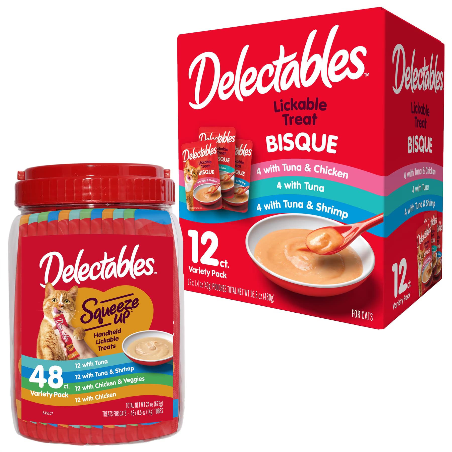 Delectables Hartz Delectables Bisque Variety Pack + Delectables Squeeze Up Variety Pack Lickable Cat Treats
