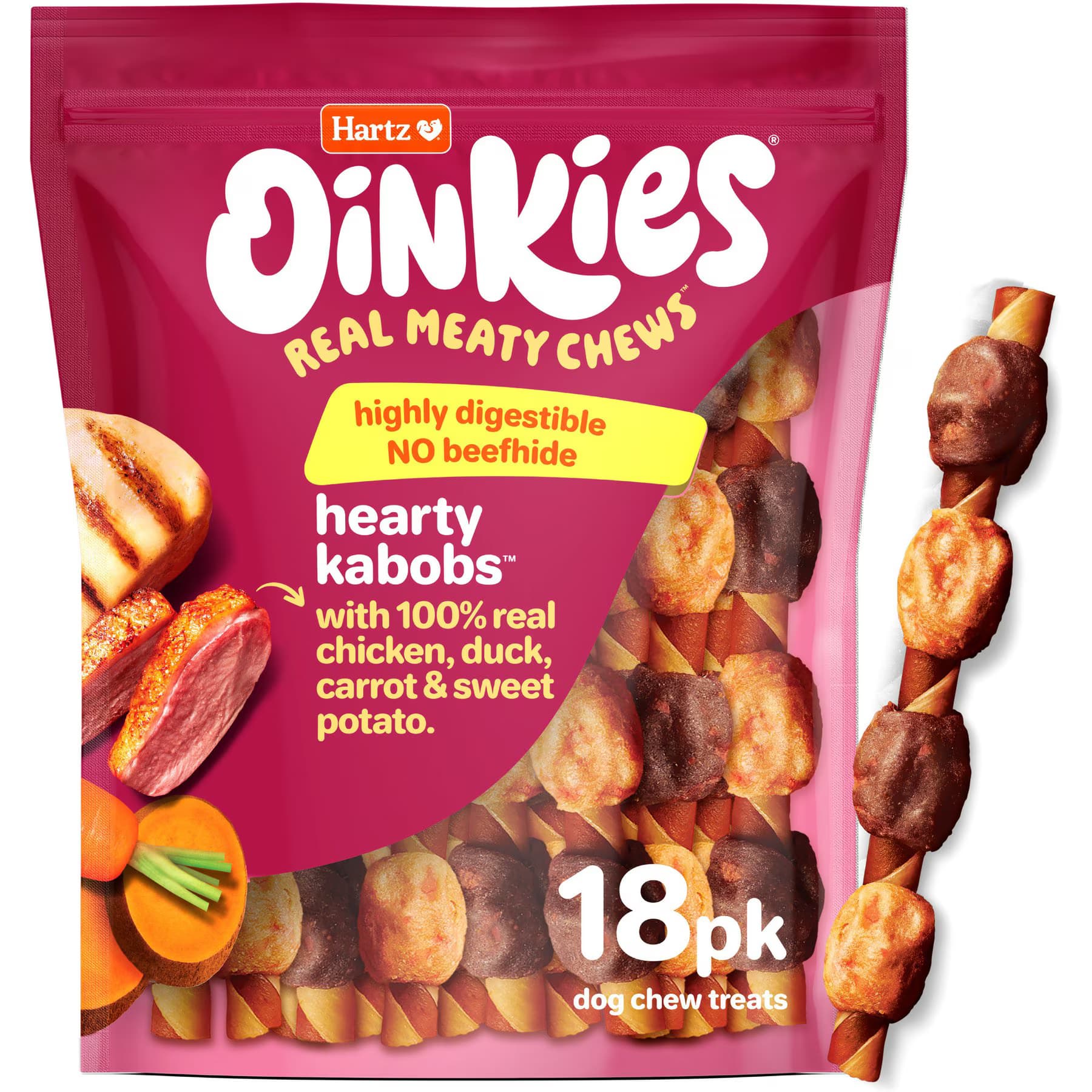 Hartz Oinkies Hearty Kabobs with 100% Real Chicken & Duck Carrot & Sweet Potato Rawhide-Free Natural Dog Treats — view 4