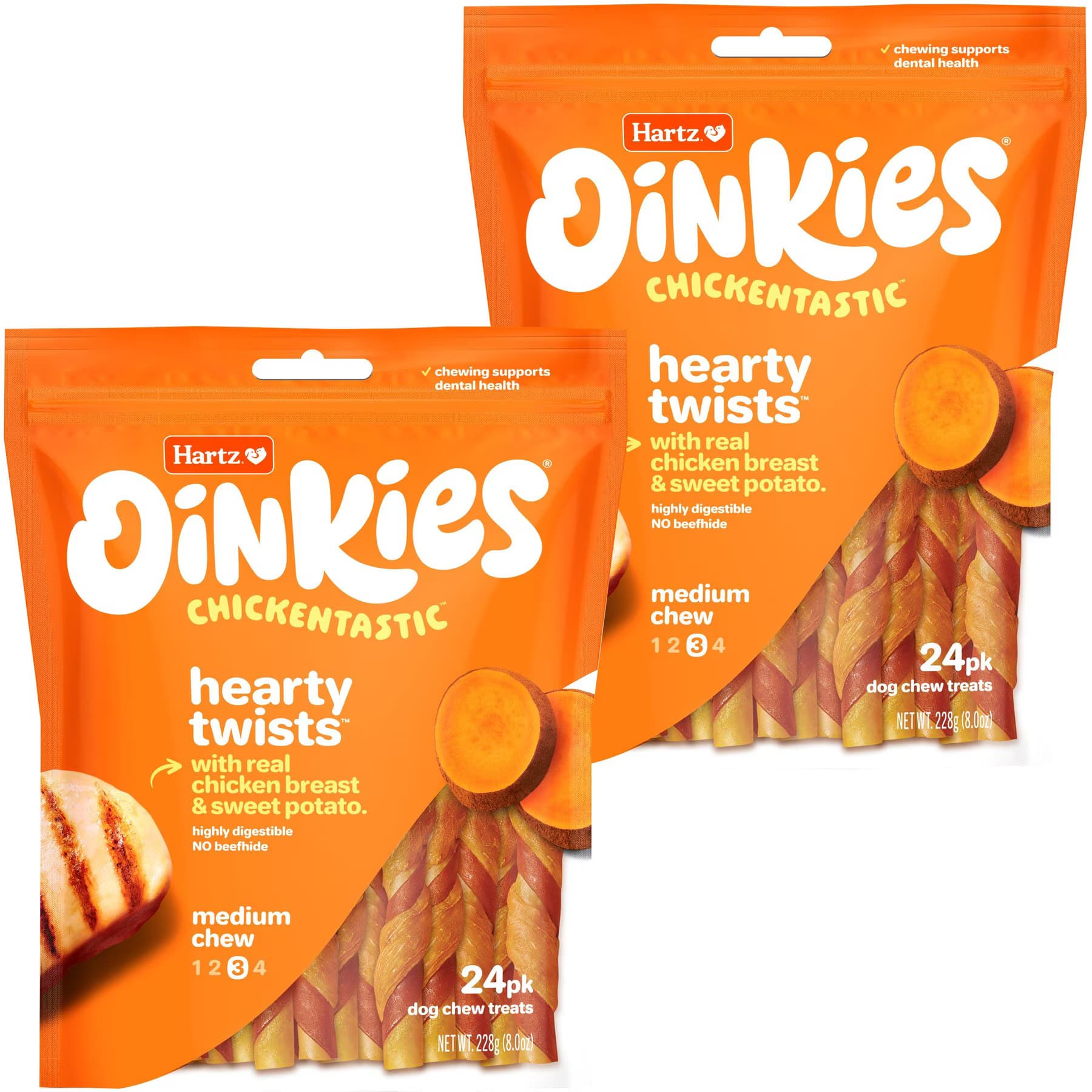 Hartz Oinkies Hearty Twists with 100% Real Chicken Breast & Sweet Potato Rawhide-Free Natural Dog Treats — view 2