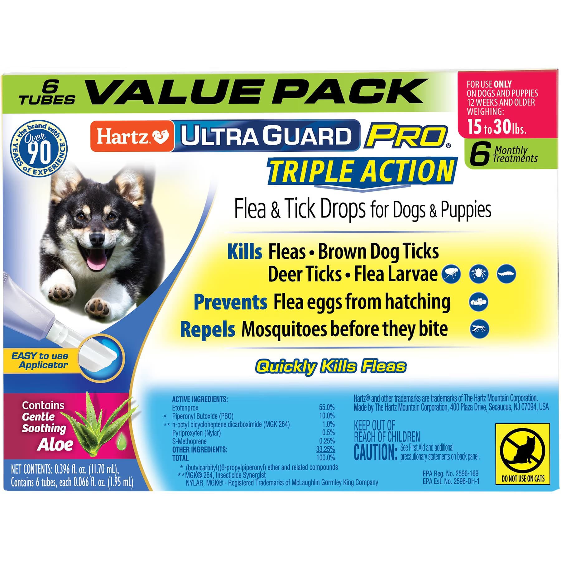 Hartz UltraGuard Pro Triple Action Flea & Tick Spot Treatment for Dogs, 15-30 lbs, 3 Doses (3-mos. supply) — view 2