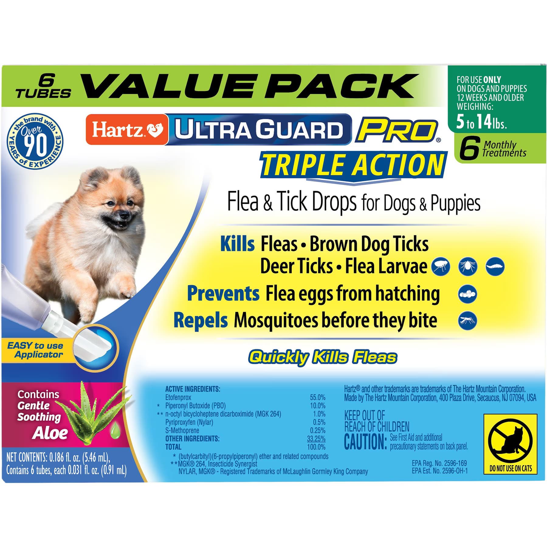 Hartz UltraGuard Pro Triple Action Flea & Tick Spot Treatment for Dogs, 5-14 lbs, 3 Doses (3-mos. supply) — view 2