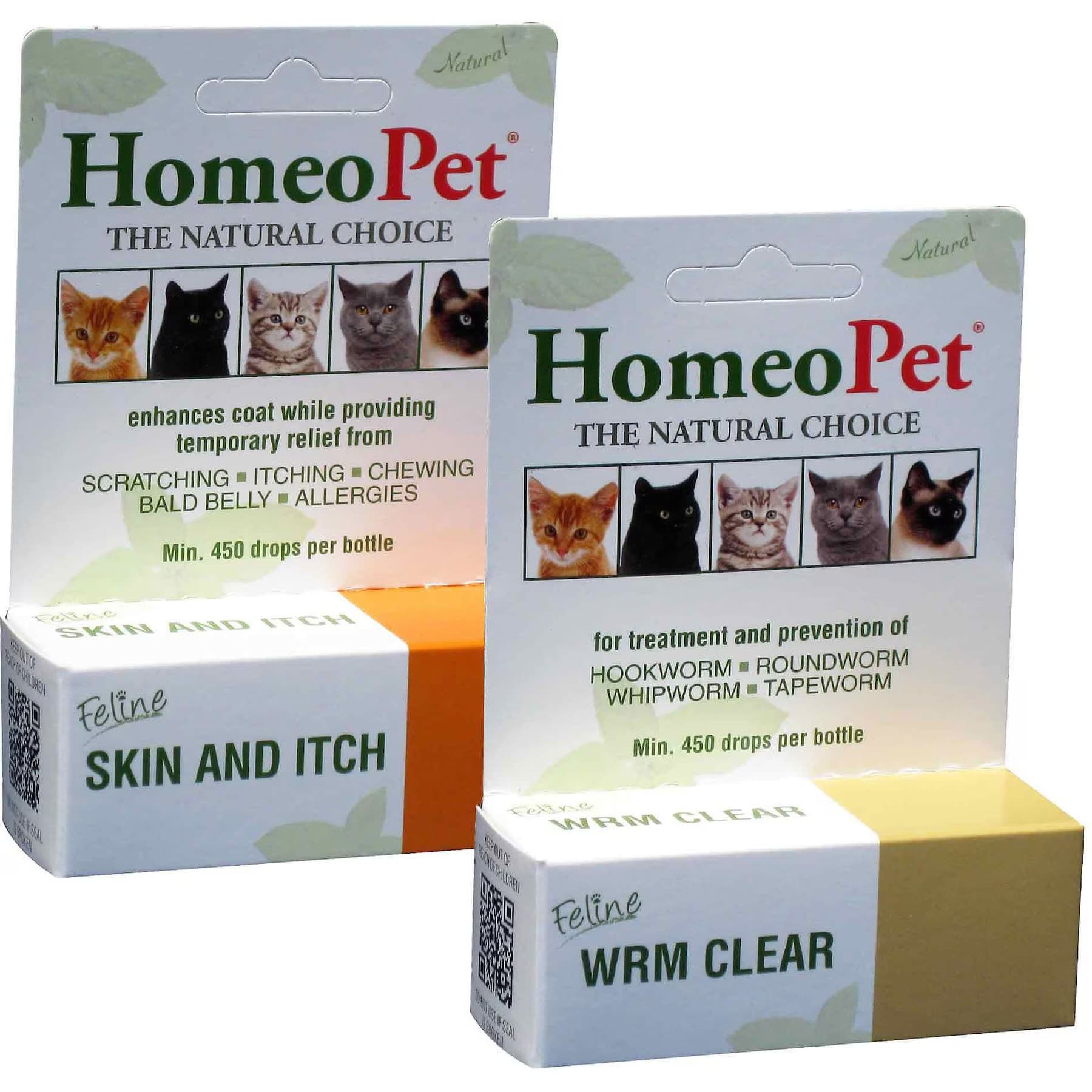 HomeoPet HomeoPet Feline Skin & Itch Cat Supplement, 450 drops & HomeoPet Feline WRM Clear Cat Supplement, 450 drops