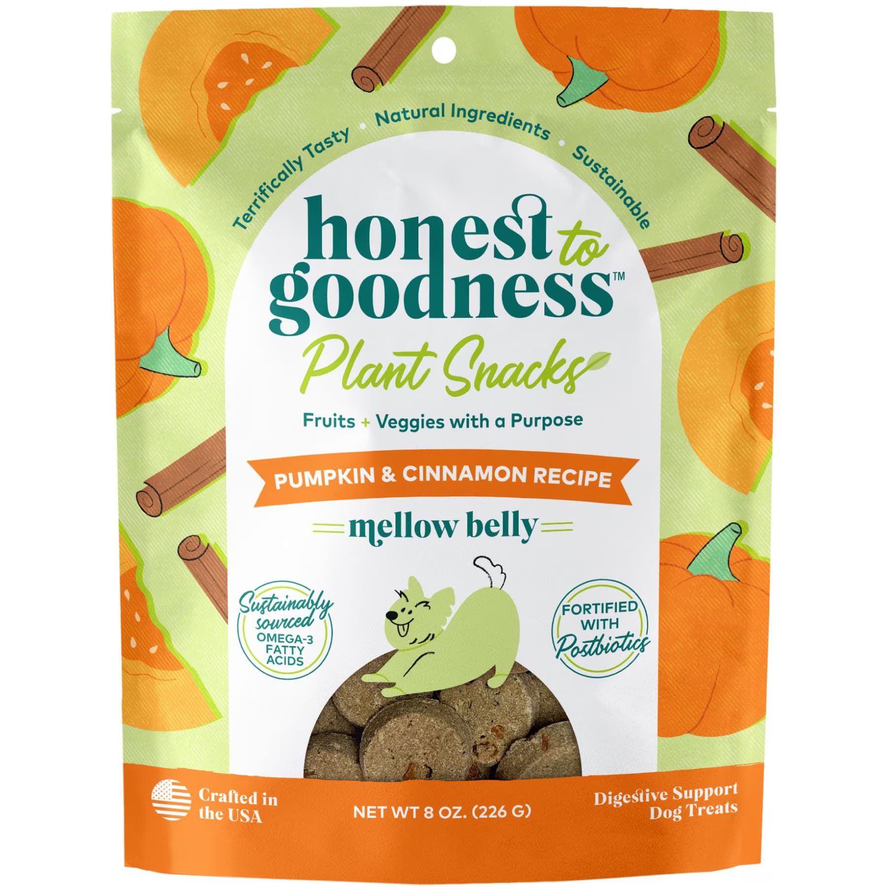 Honest To Goodness Honest To Goodness Plant Snacks Mellow Belly Pumpkin & Cinnamon Dog Treats