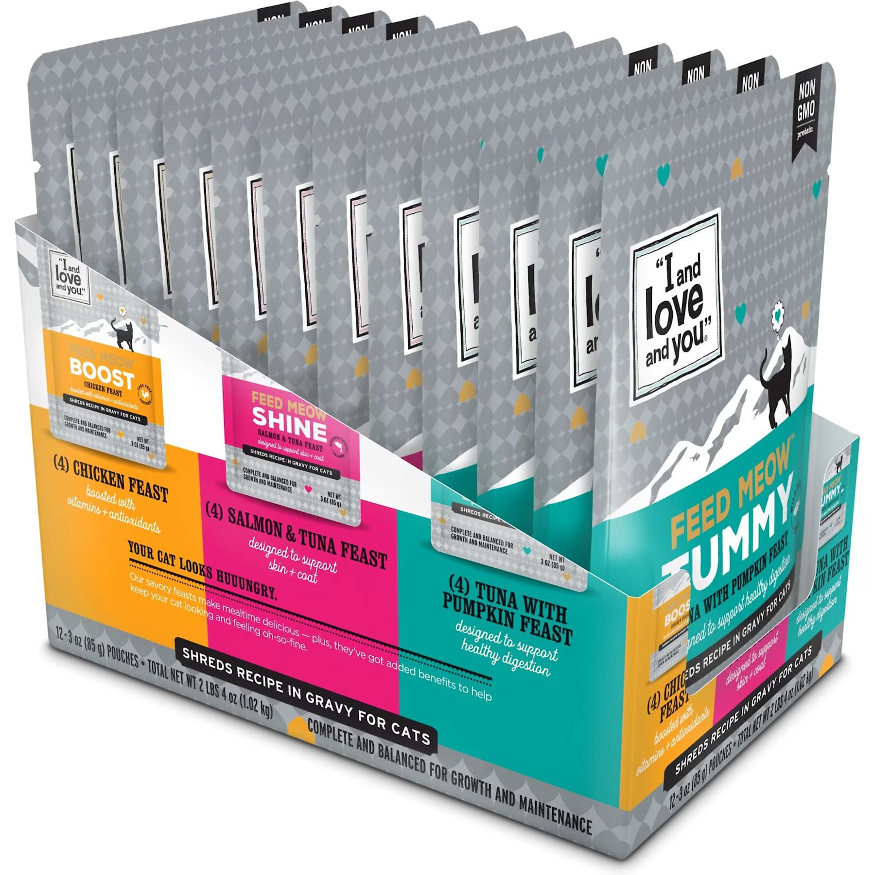 I and Love and You I and Love and You Feed Meow Variety Pack Grain-Free Chunks In Gravy Wet Cat Food