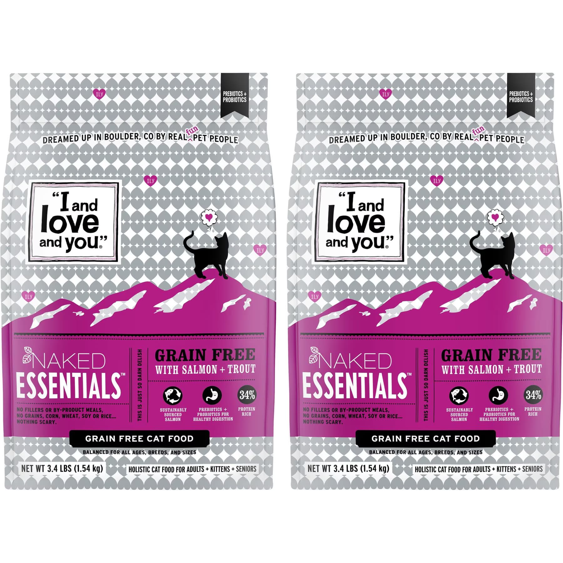I and Love and You Naked Essentials Salmon & Trout Recipe Grain-Free Dry Cat Food, 6.8-lb bundle — view 2