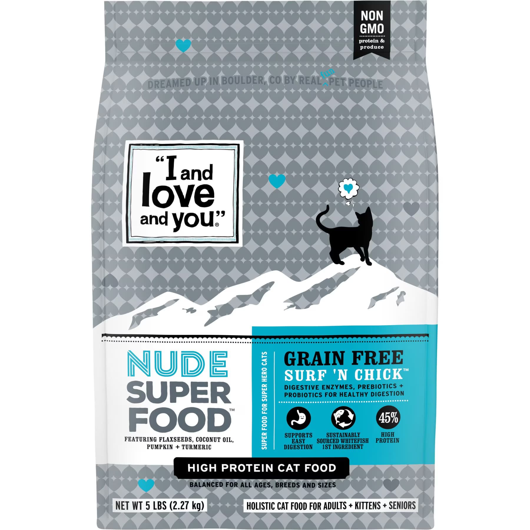 I and Love and You I and Love and You Nude Super Food Surf 'n Chick Grain-Free Dry Cat Food