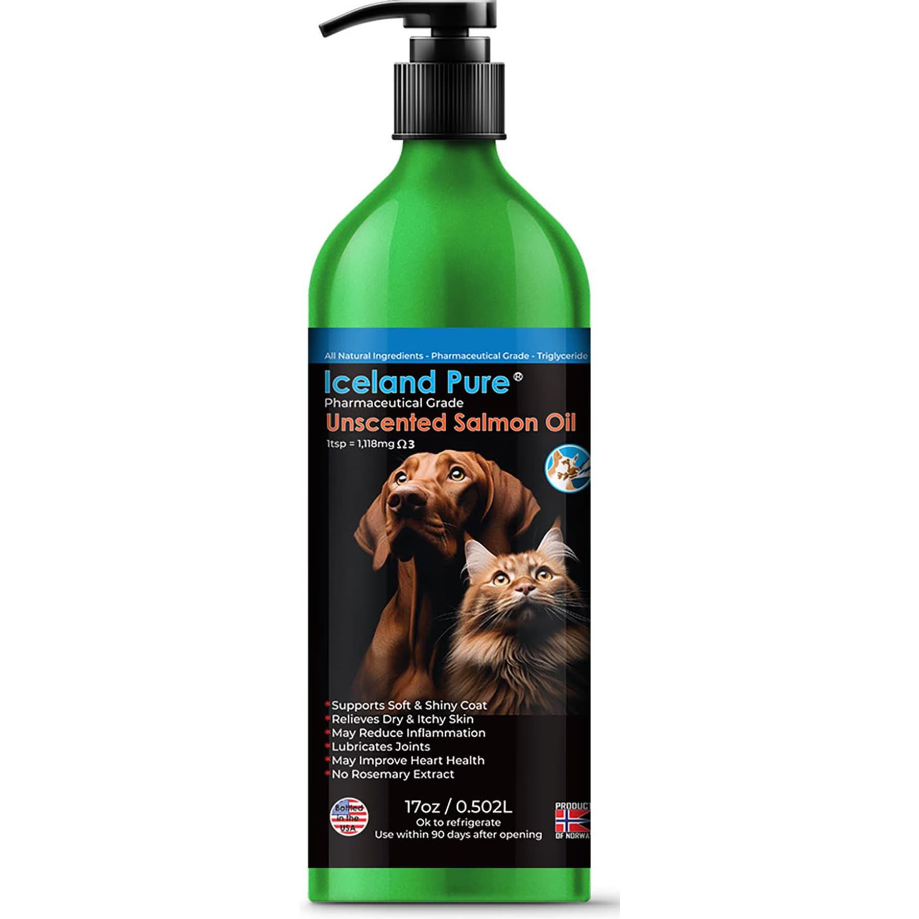 Iceland Pure Pet Products Unscented Pharmaceutical Grade Salmon Oil Liquid Dog & Cat Supplement, 8.75-fl oz bottle — view 2