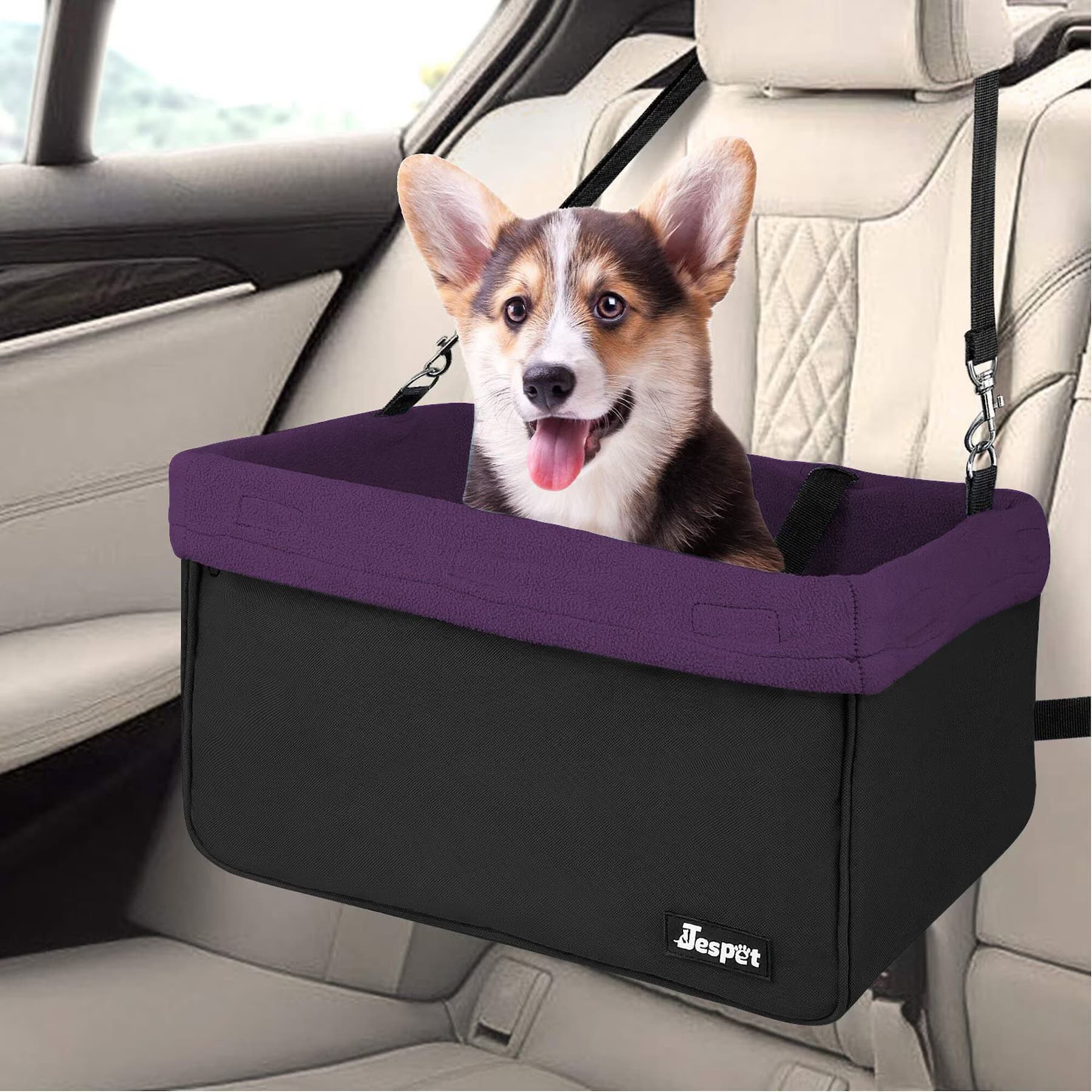 Jespet Jespet & GOOPAWS Car Travel Dog Booster Seat, Purple