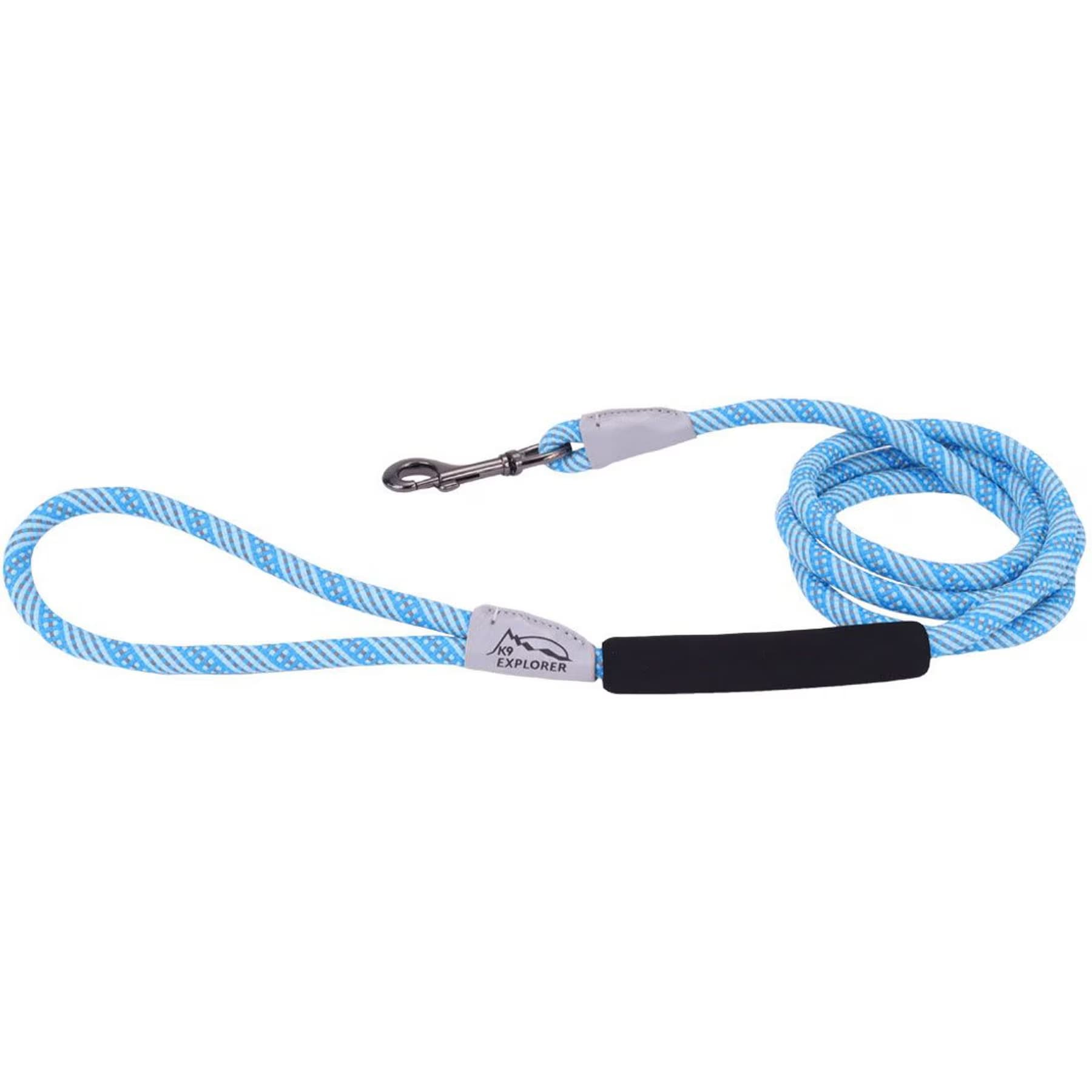K9 Explorer K9 Explorer Brights Reflective Braided Rope Snap Leash, Lake