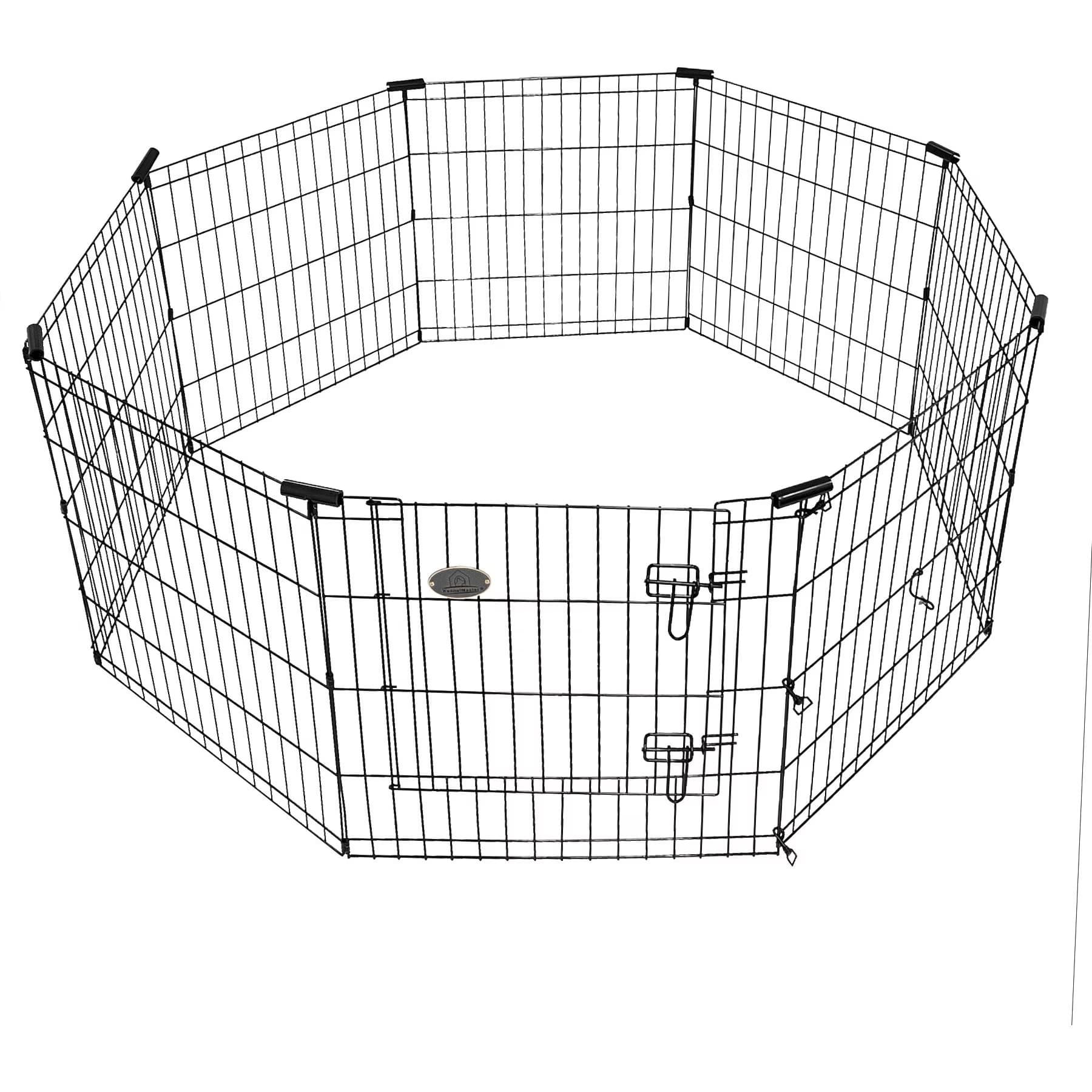 KennelMaster KennelMaster 8-Panel Dog Exercise Pen, Black, 30-in H x 24-in W
