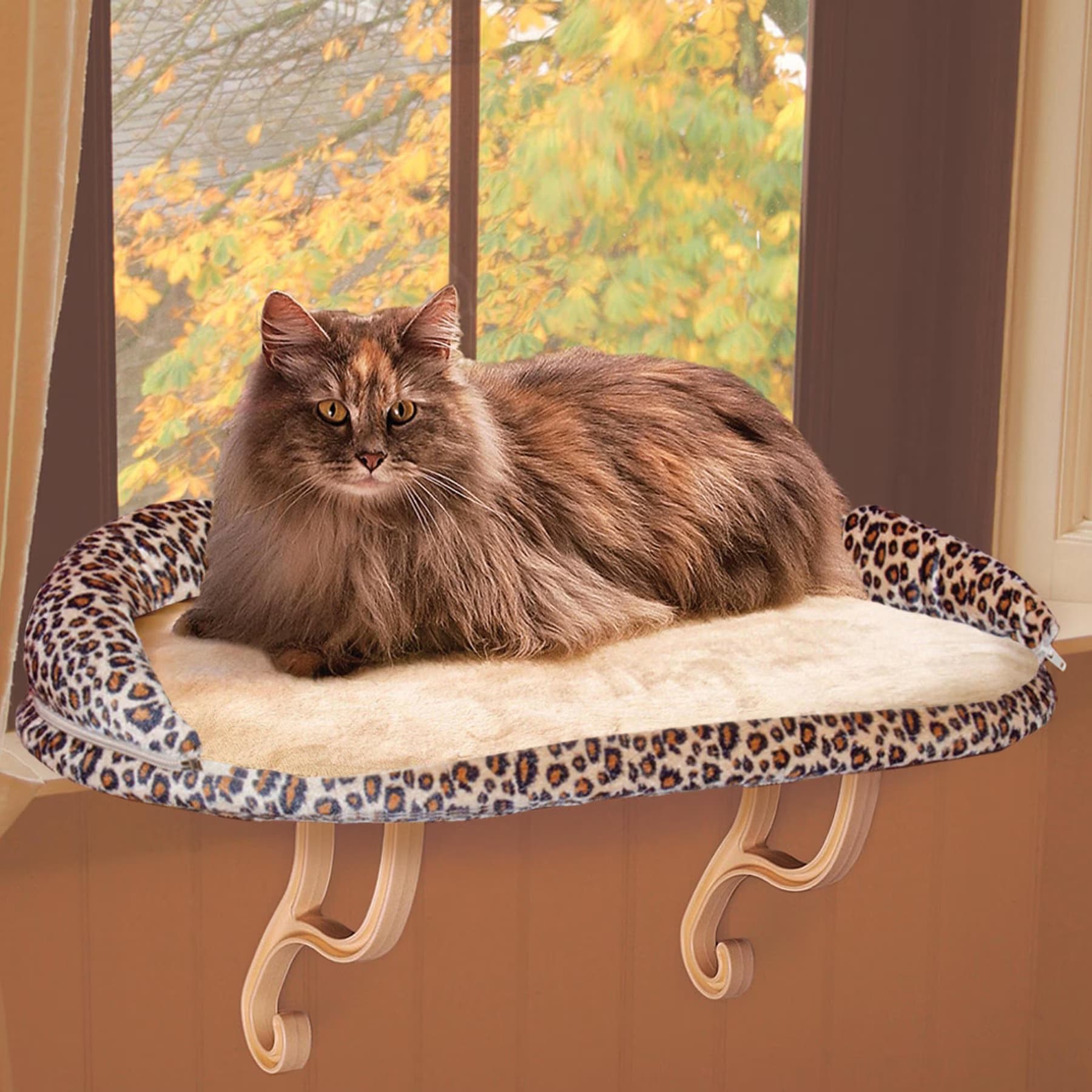 K&H Pet Products K&H Pet Products Deluxe Kitty Sill Cat Window Perch, Leopard