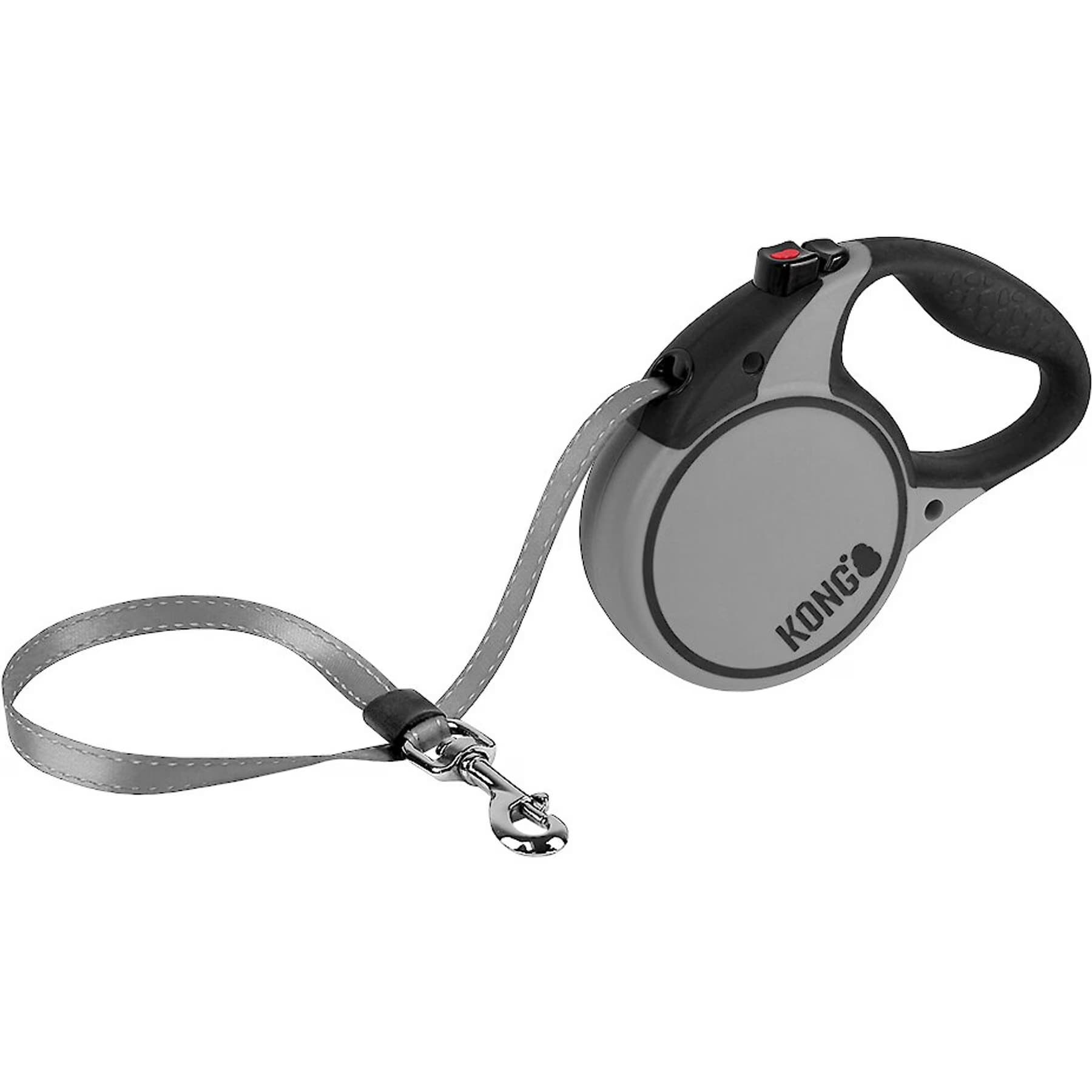 KONG Retractable KONG Retractable Terrain Nylon Reflective Retractable Dog Leash, Grey, Medium: 16-ft long, 7/16-in wide