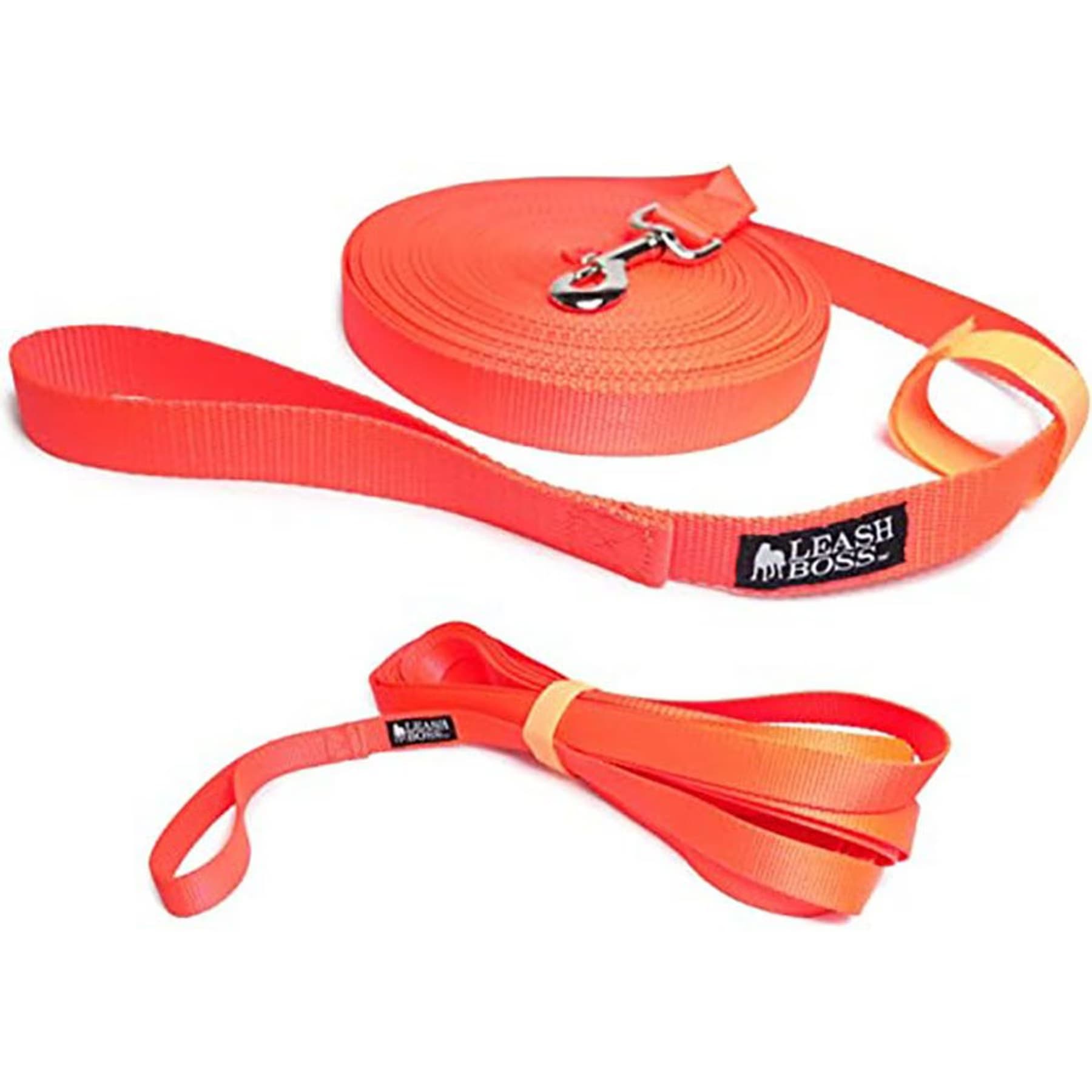 Leash Boss Leash Boss Handle X-Long Dog Leash, Orange, 20-ft