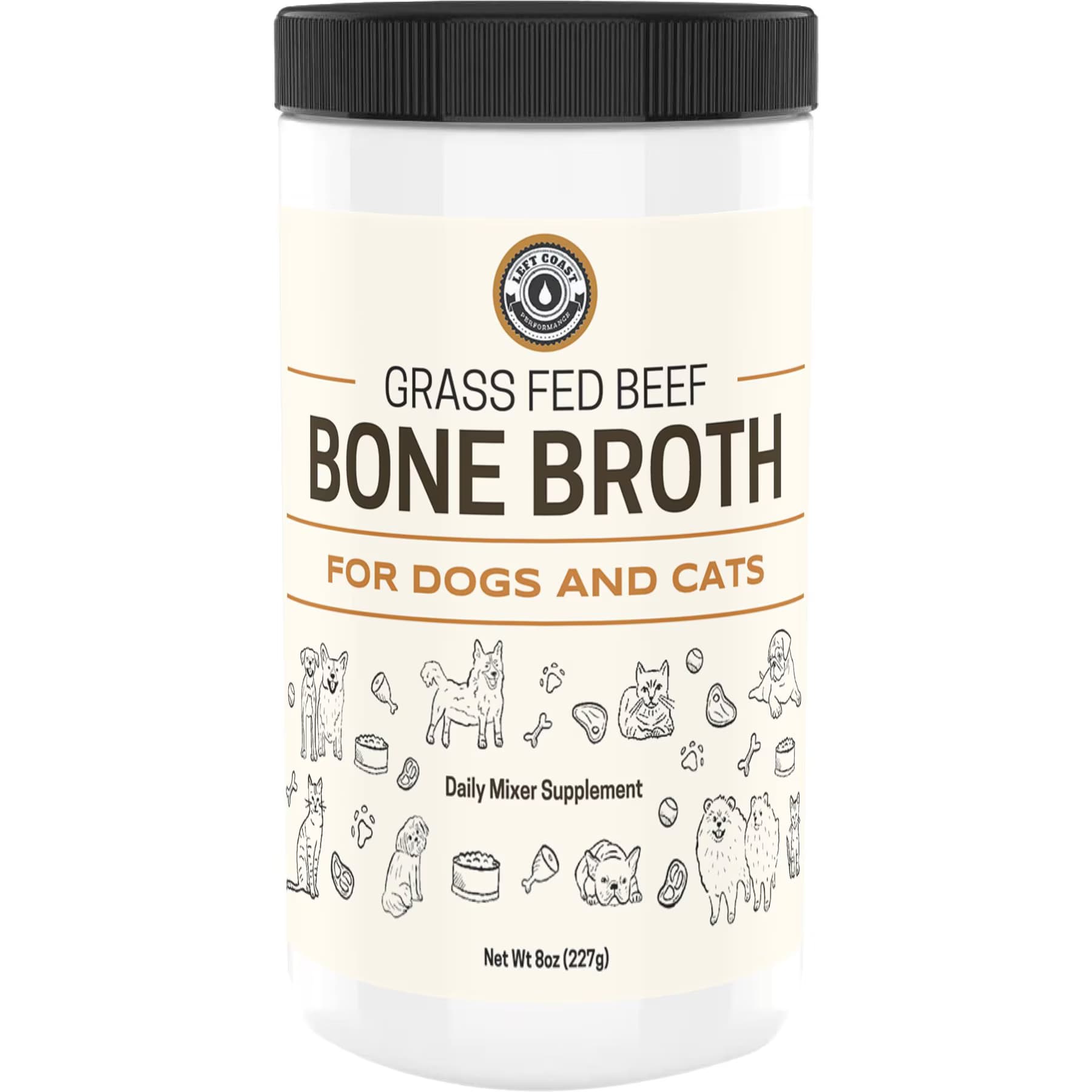 Left Coast Performance Left Coast Performance Beef Bone Broth Powder Supplement for Dogs & Cats, 8-oz jar