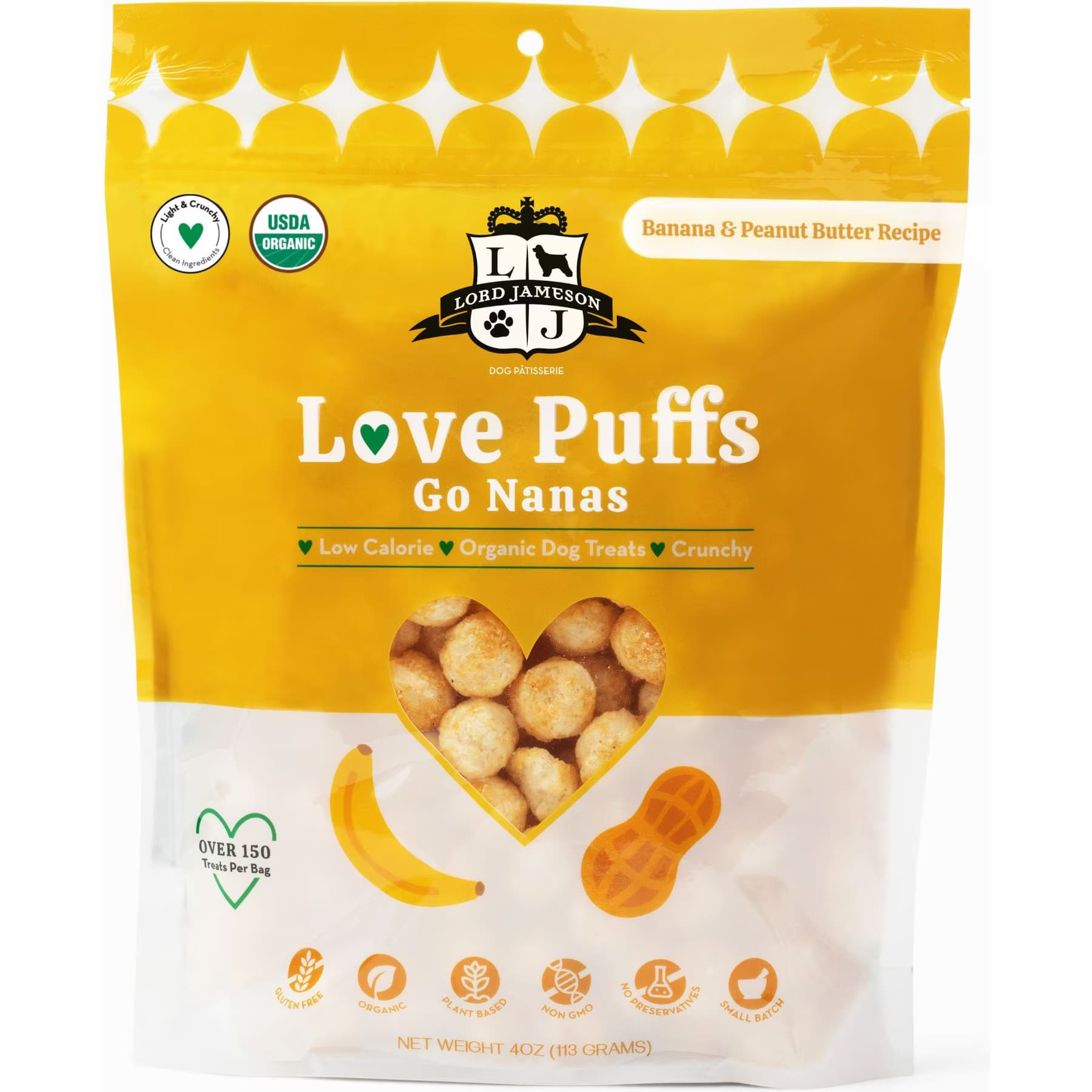 Lord Jameson Lord Jameson Love Puffs Go Nanas Crunchy Dog Treats