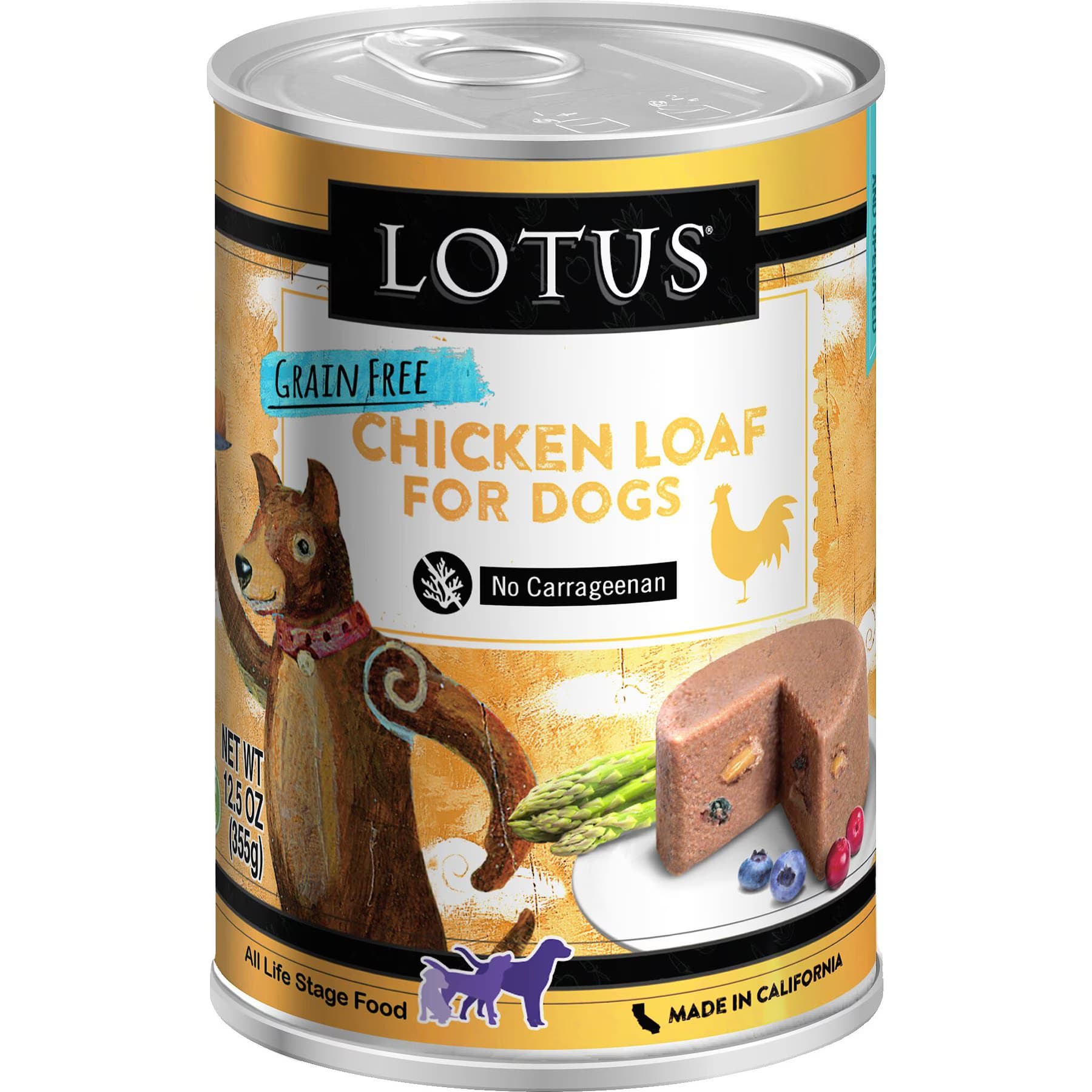 Lotus Lotus Chicken Loaf Grain-Free Canned Dog Food, 12.5-oz
